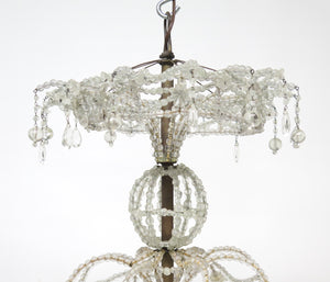 Italian Baroque Style Iron, Cut And Beaded Glass Eight Light Chandelier