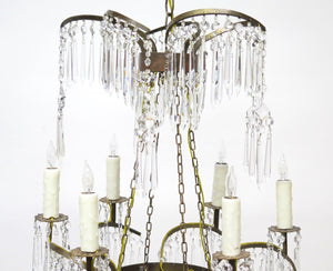 Russian Crystal and Cranberry Glass Hurricane Chandelier