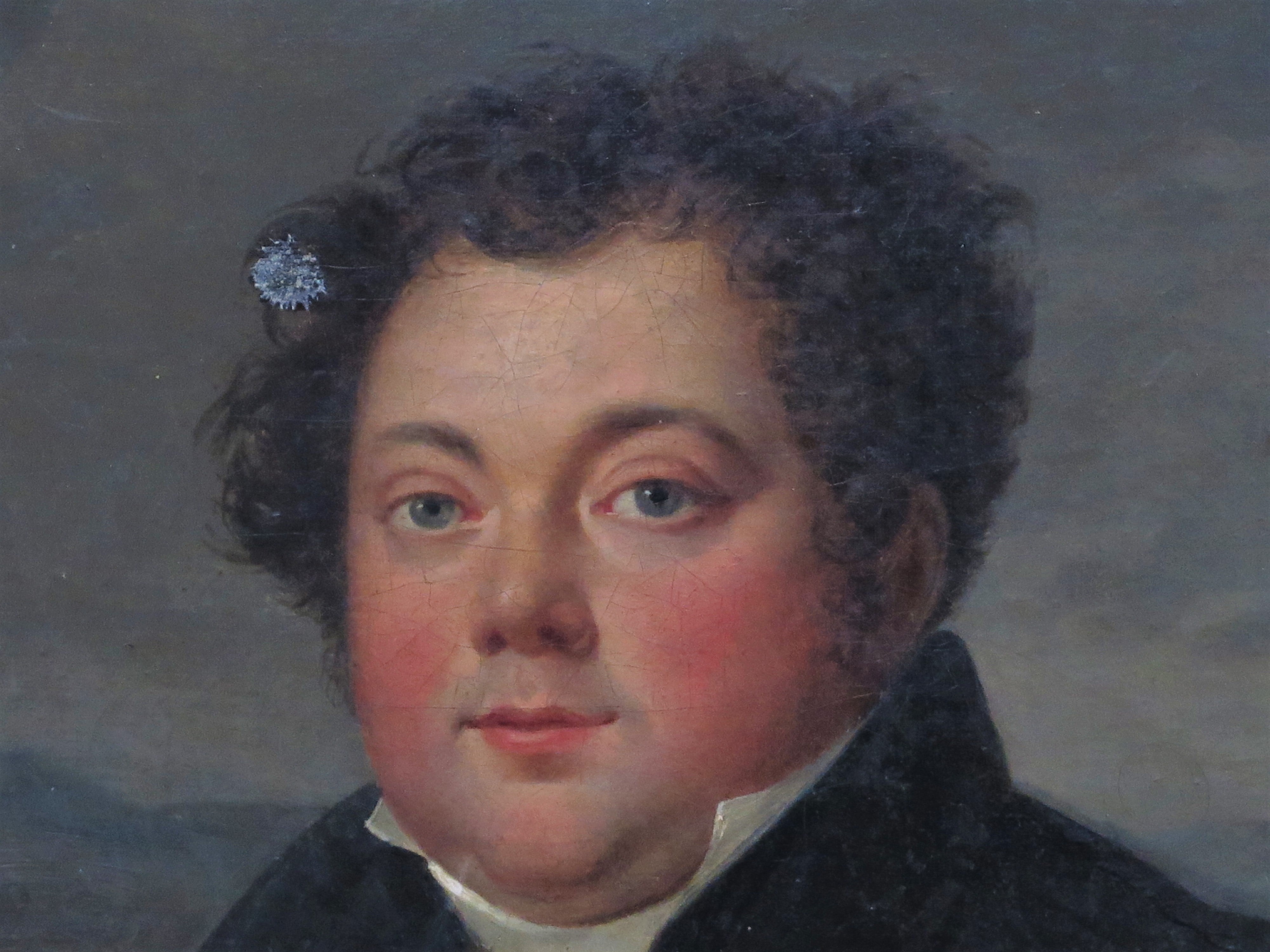 Early 19th Century French Oil on Canvas of a Man Dressed in Black