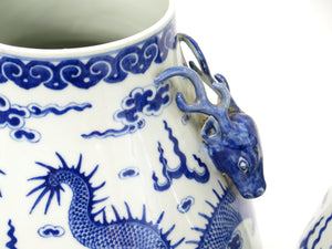 A Pair of Chinese Blue and White Gu form Vases