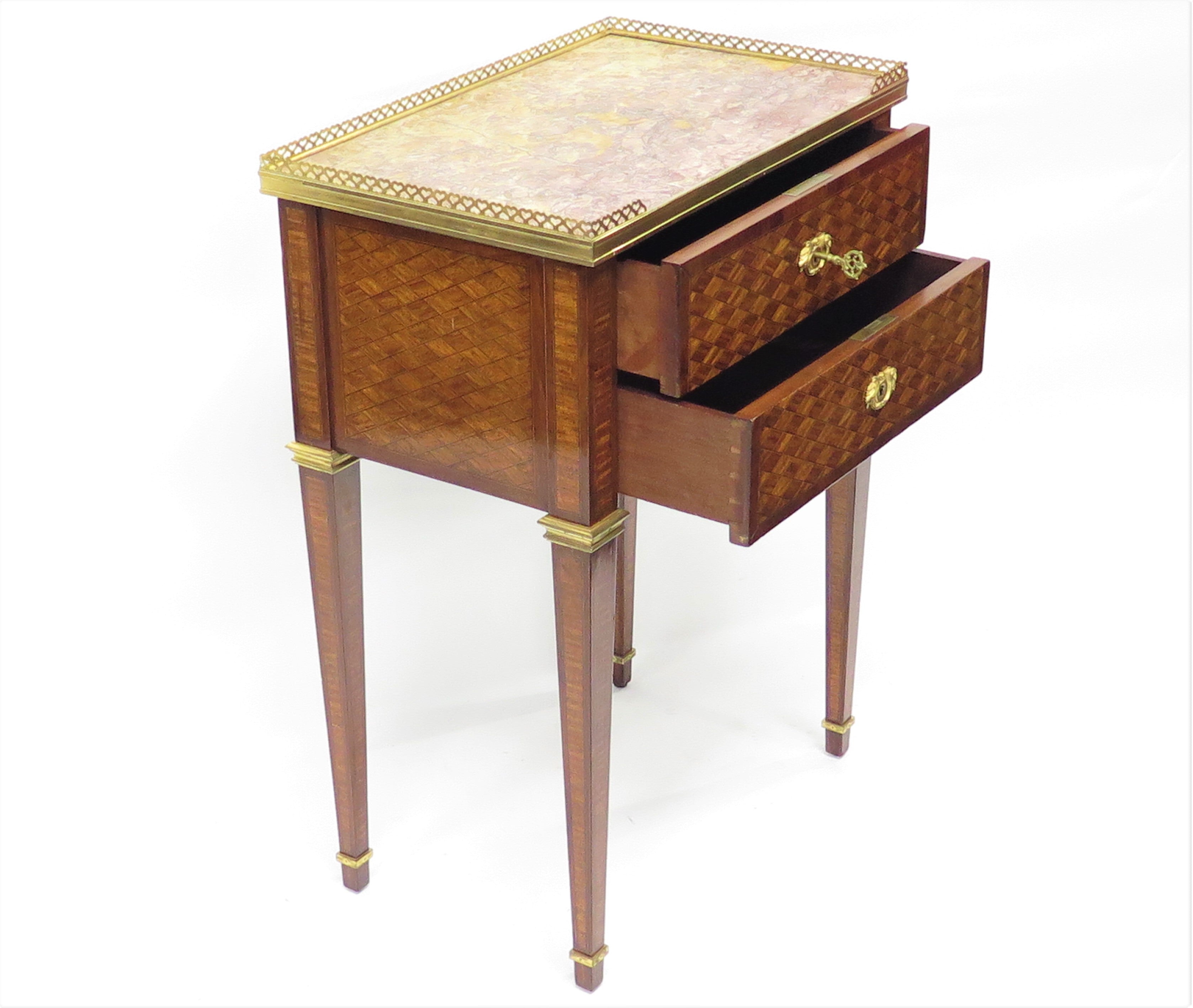 Louis XVI Style Working or Bedside Table with a Marble Top