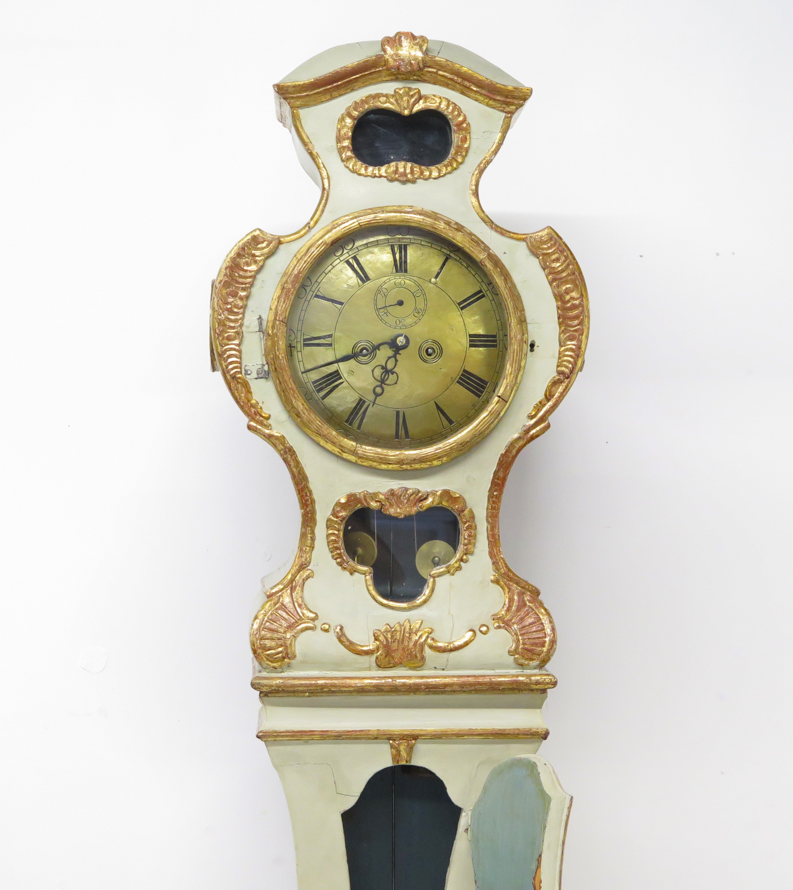 Baroque Paint and Parcel Gilt Longcase Clock