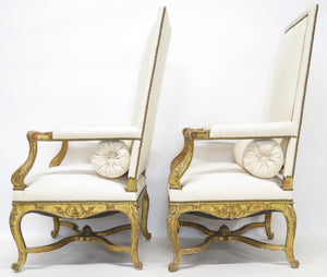 Pair of 19th Century Louis XV Style Giltwood Fauteuils