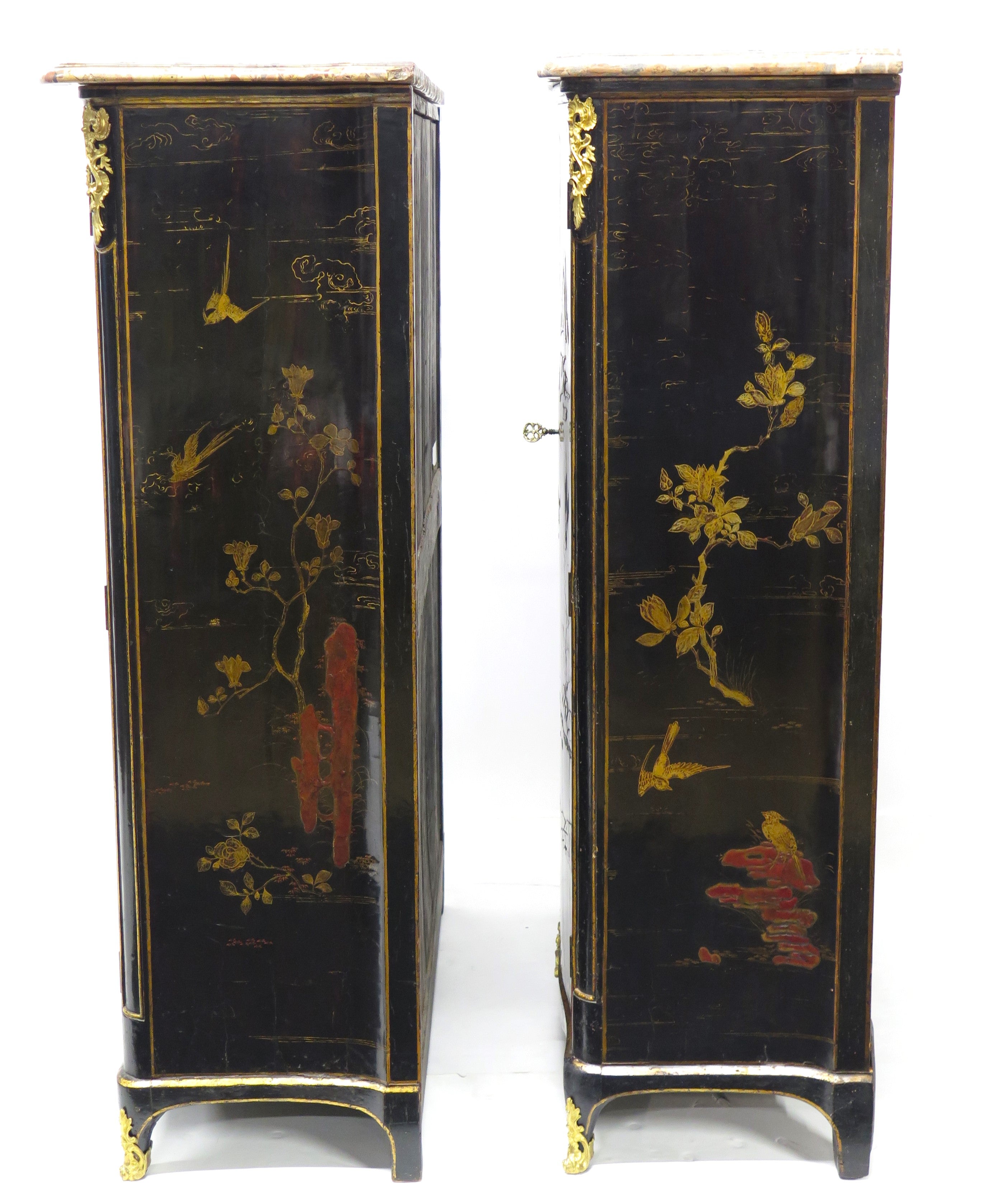 Pair of Louis XV Ormolu-Mounted Black Lacquer Cabinets by Jacques Dubois, Circa 1750