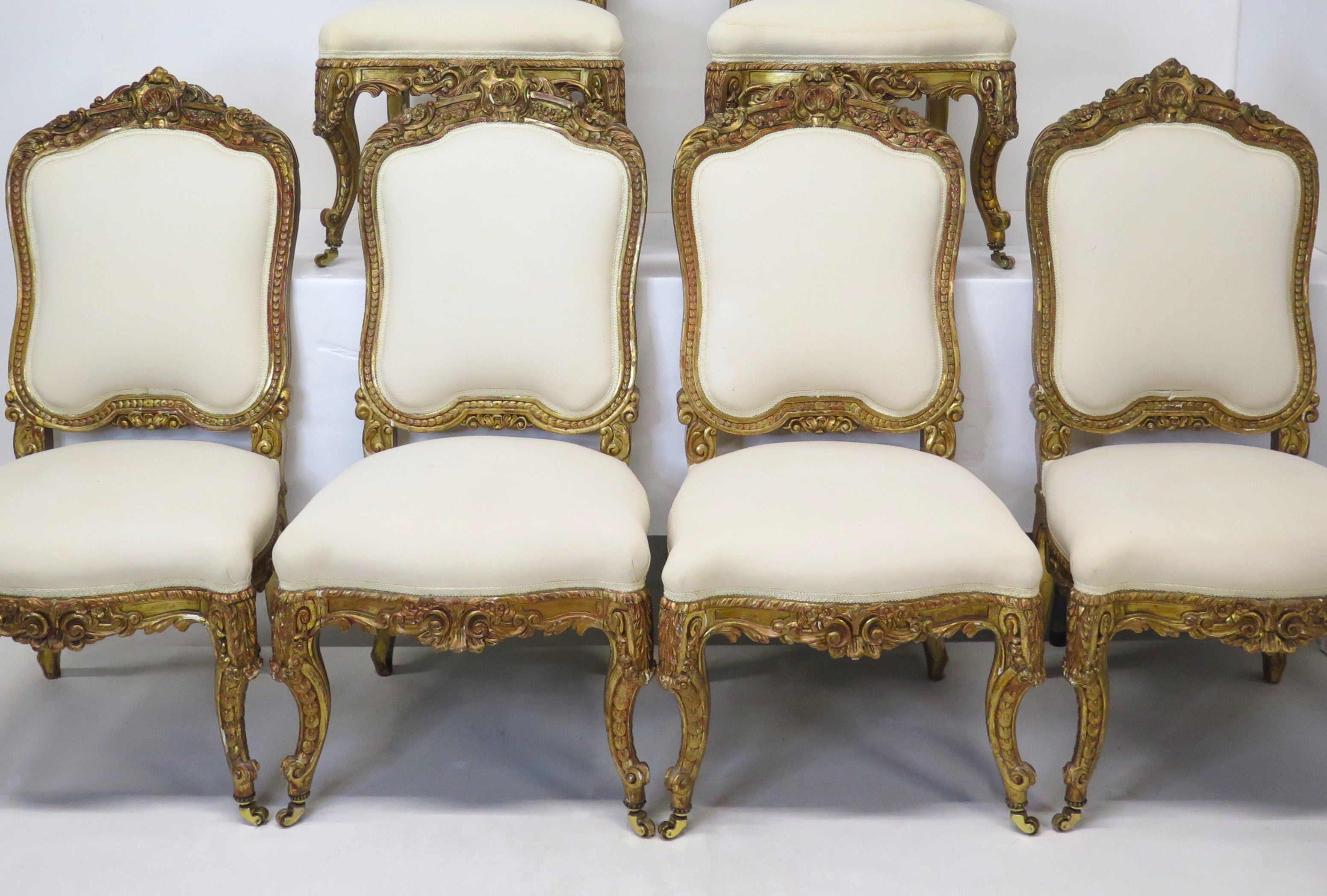 A Set of Six 19th Century Italian Giltwood Chairs