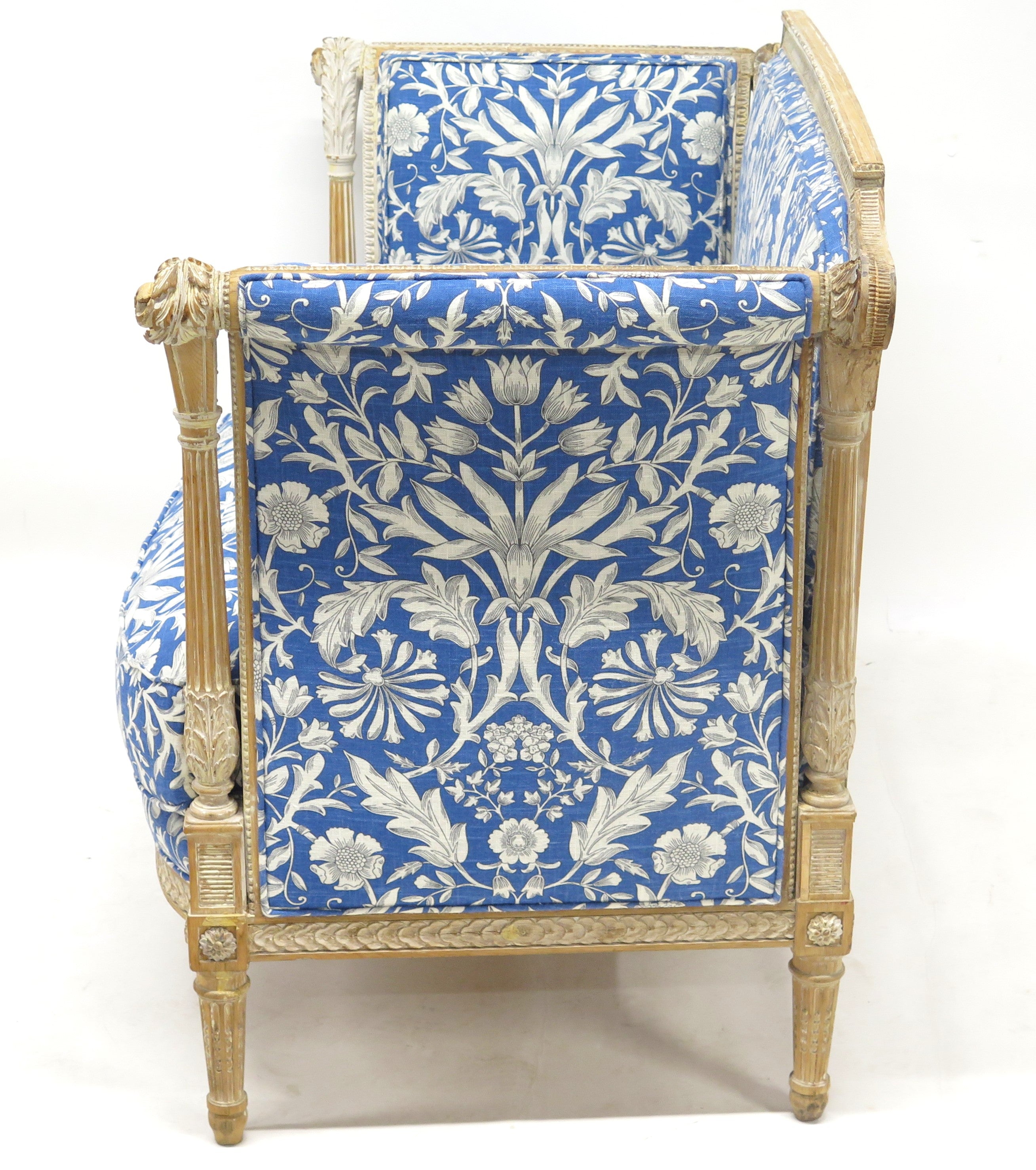 Directoire-Style Sofa with Carved and Painted Frame