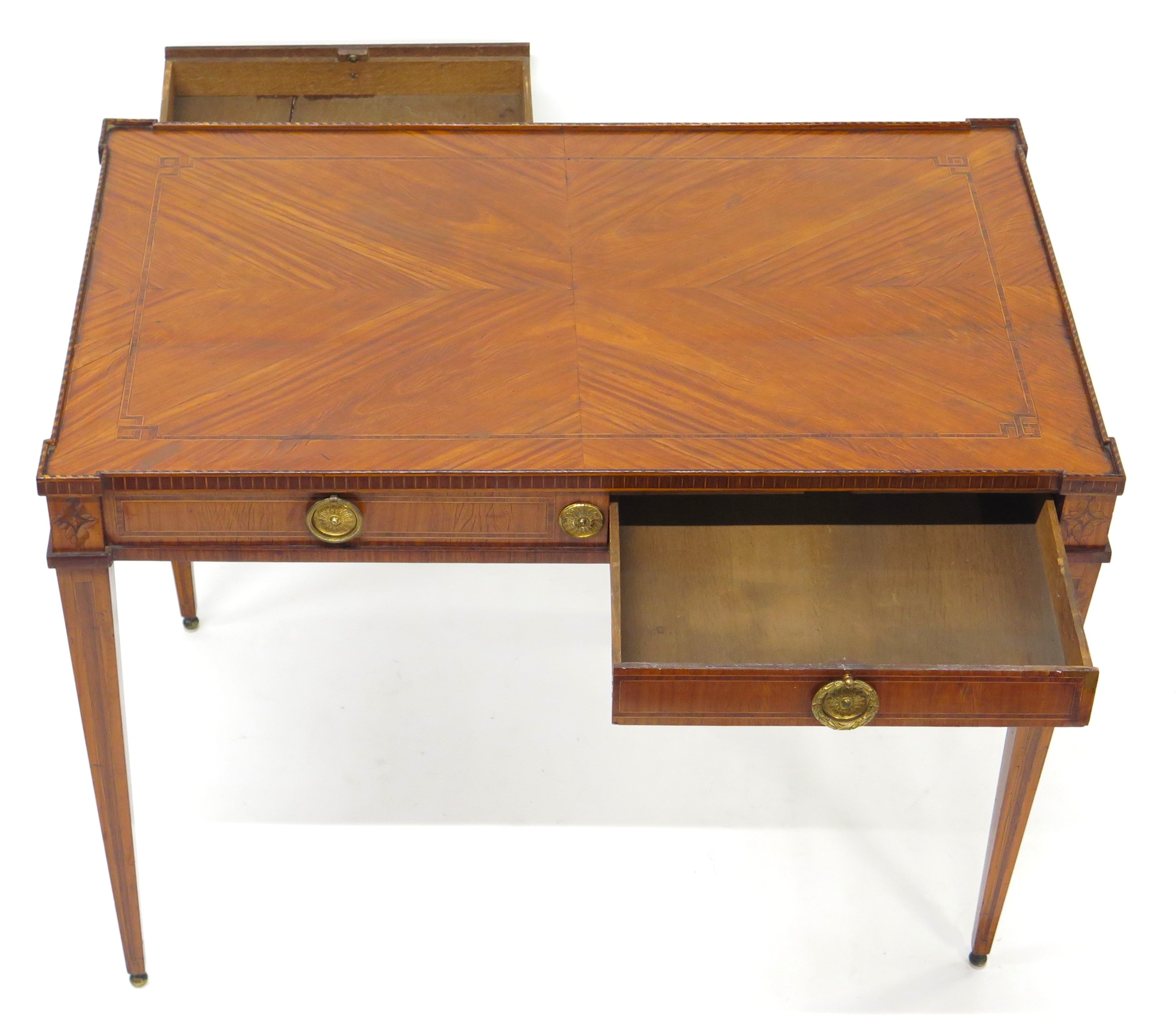 A Late 18th / Early 19th Century Dutch Marquetry Inlaid Veneered Silver Table