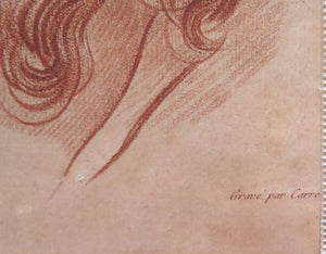 Red Ink Old Master-Style Engraving from Chez Basset, Paris