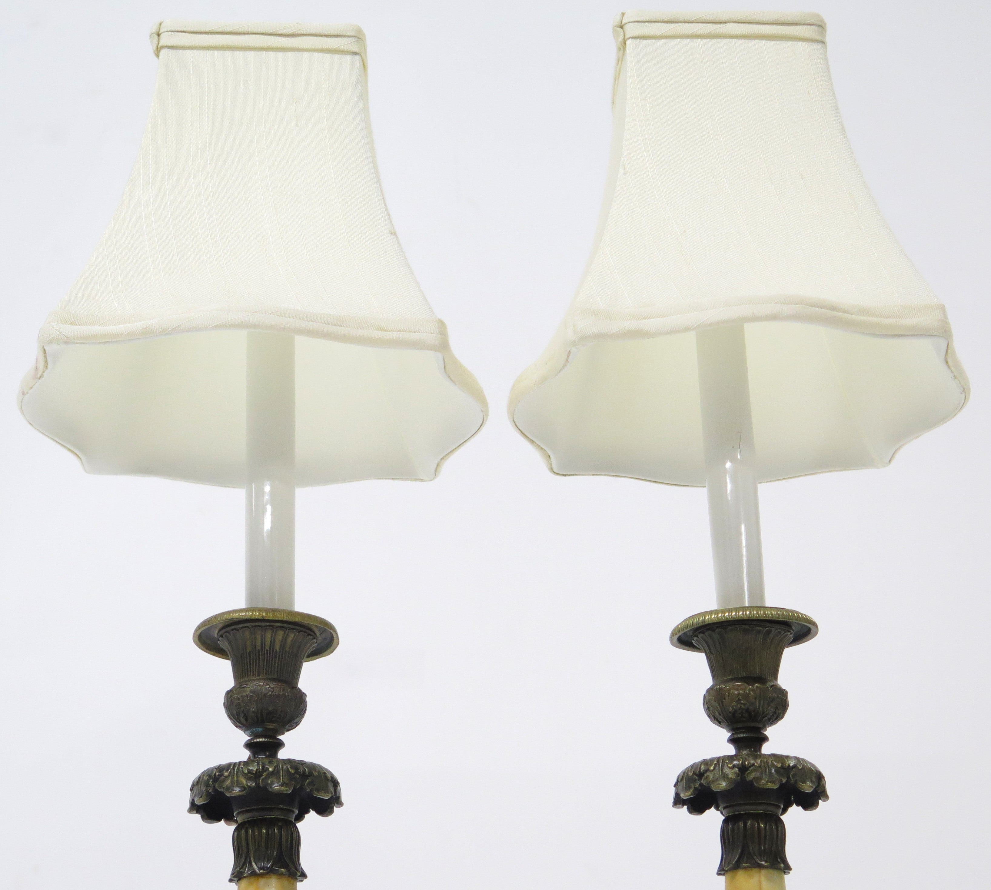 Pair of Charles X Patinated Bronze Lamps