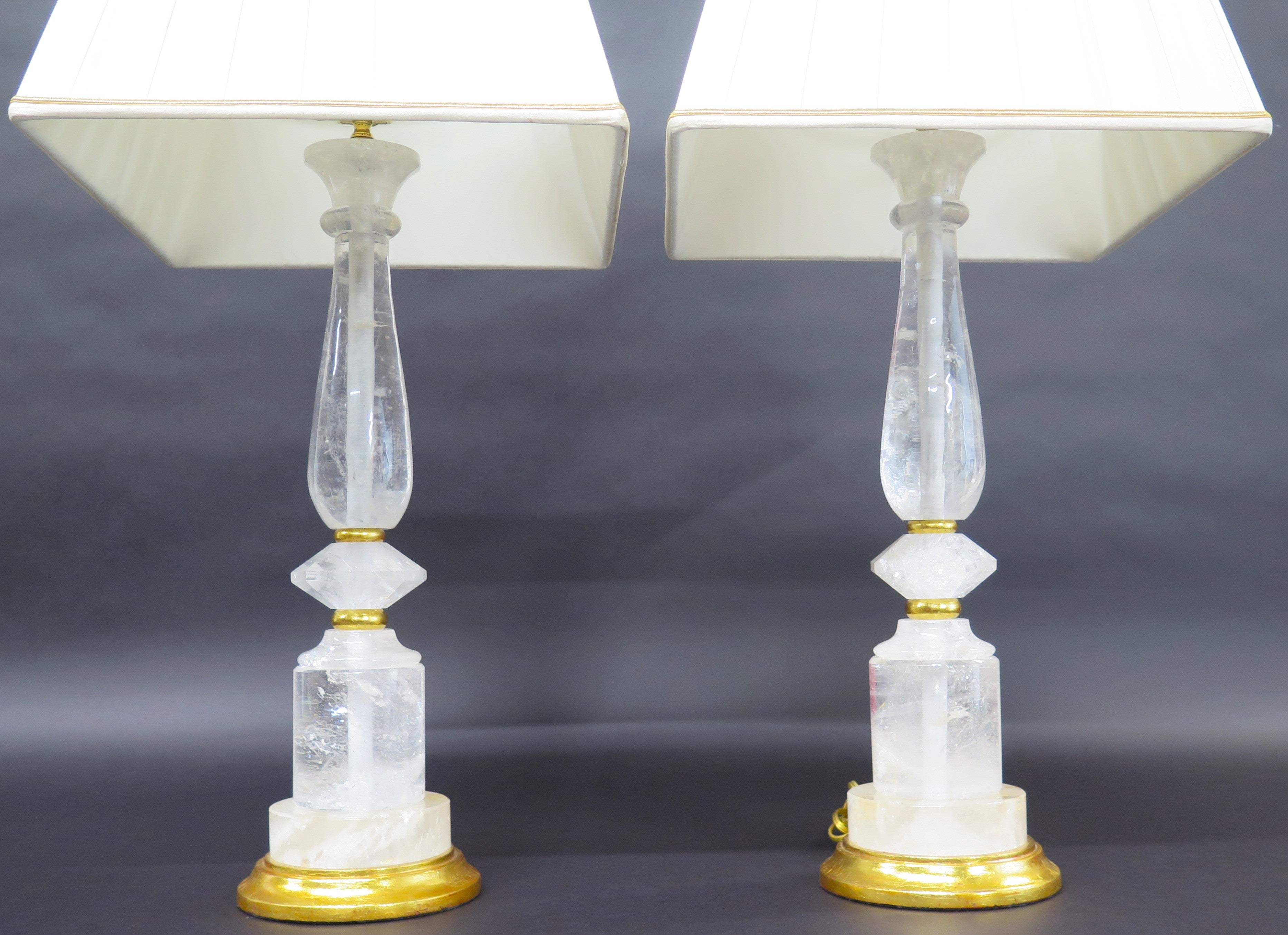 A Pair of Rock Crystal and giltwood Lamps