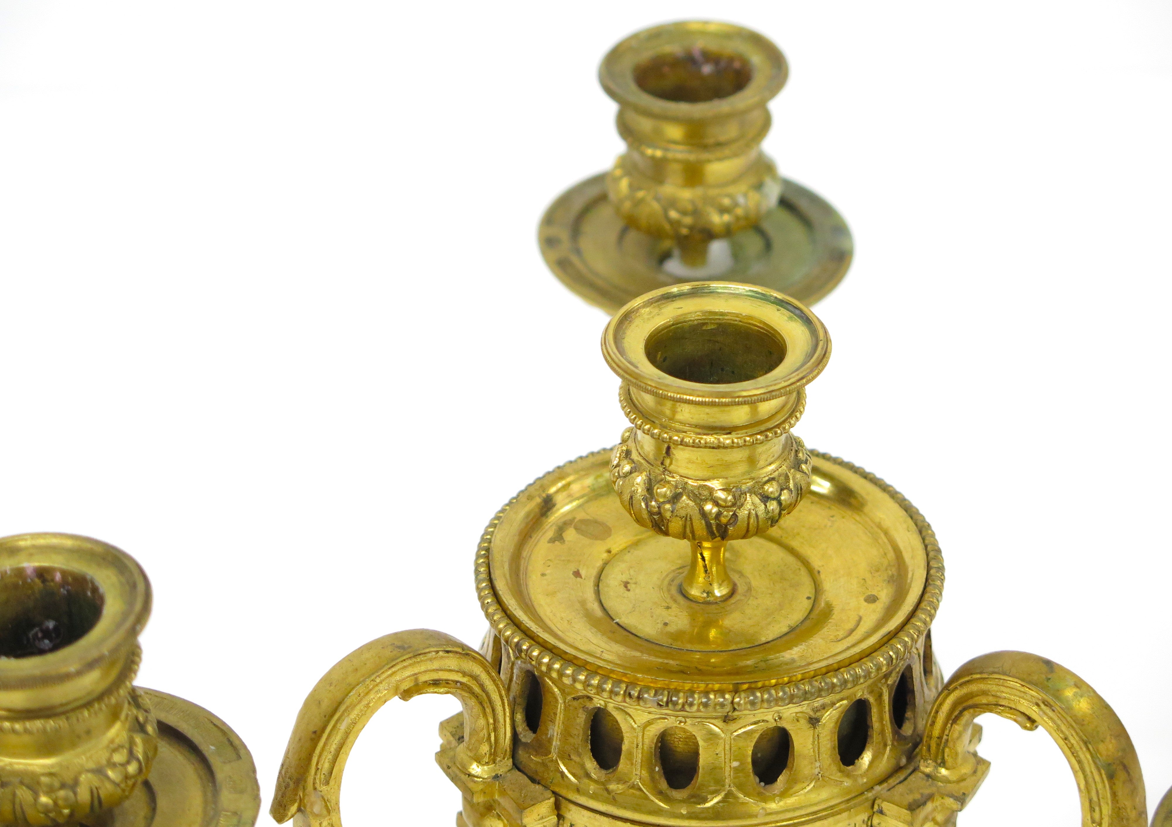 A Pair of Finely Cast and Chased Louis XVI Ormalu Four-Light Cassolette