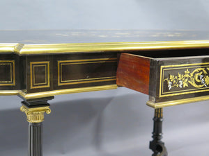 Napoleon III Center Table with Bone, Mother of Pearl, and Brass Inlay