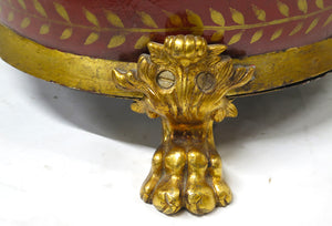 Pair of Large French Tole Red and Gilt Planters