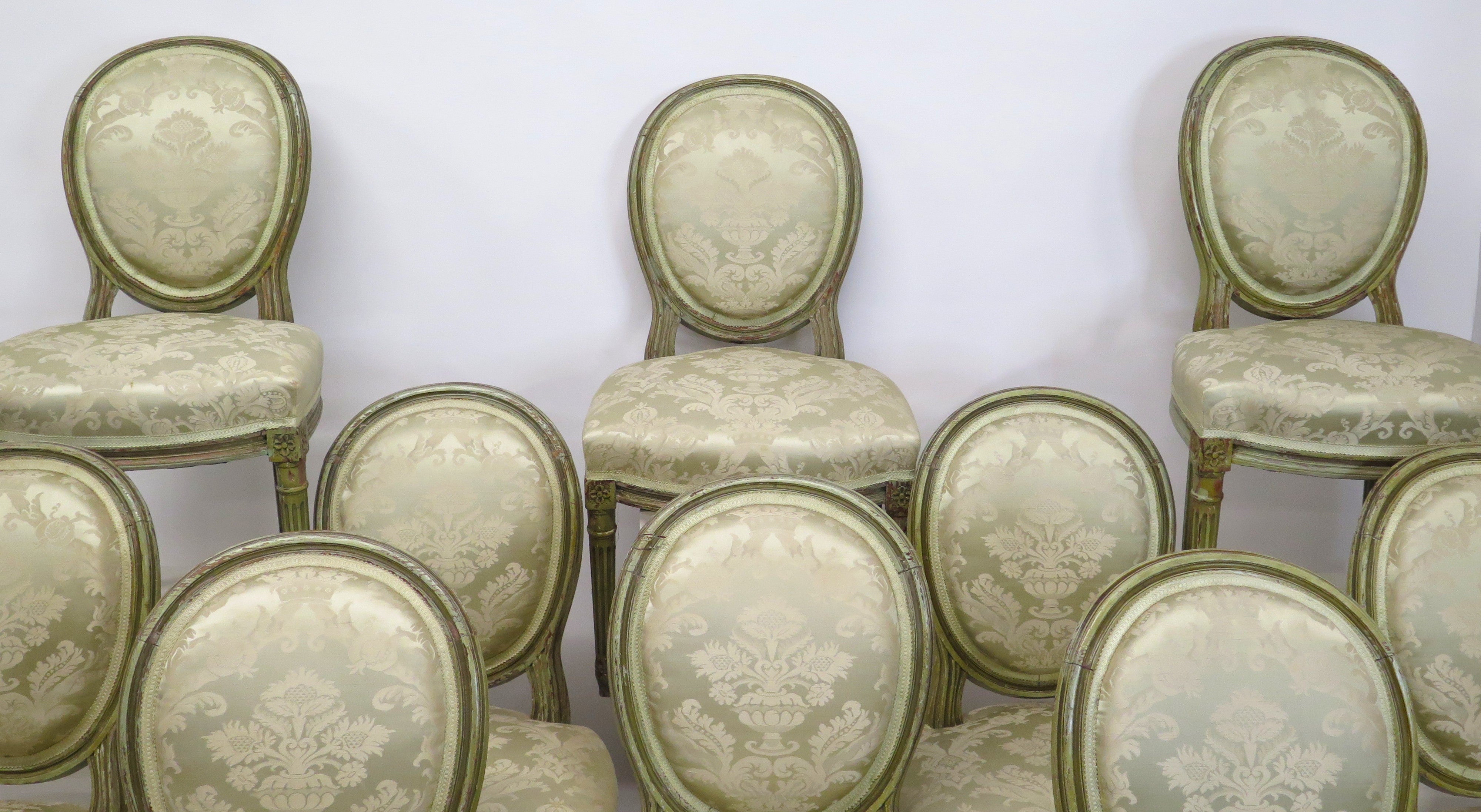 Set of 10 Louis XVI-Style Painted Side Chairs