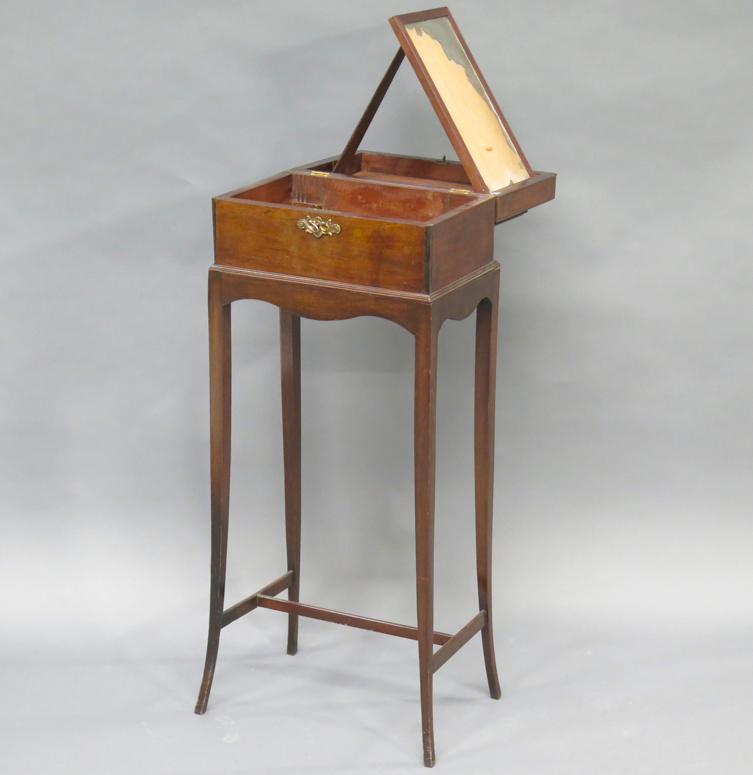 A Sheraton Mahogany Sewing Box on Stand