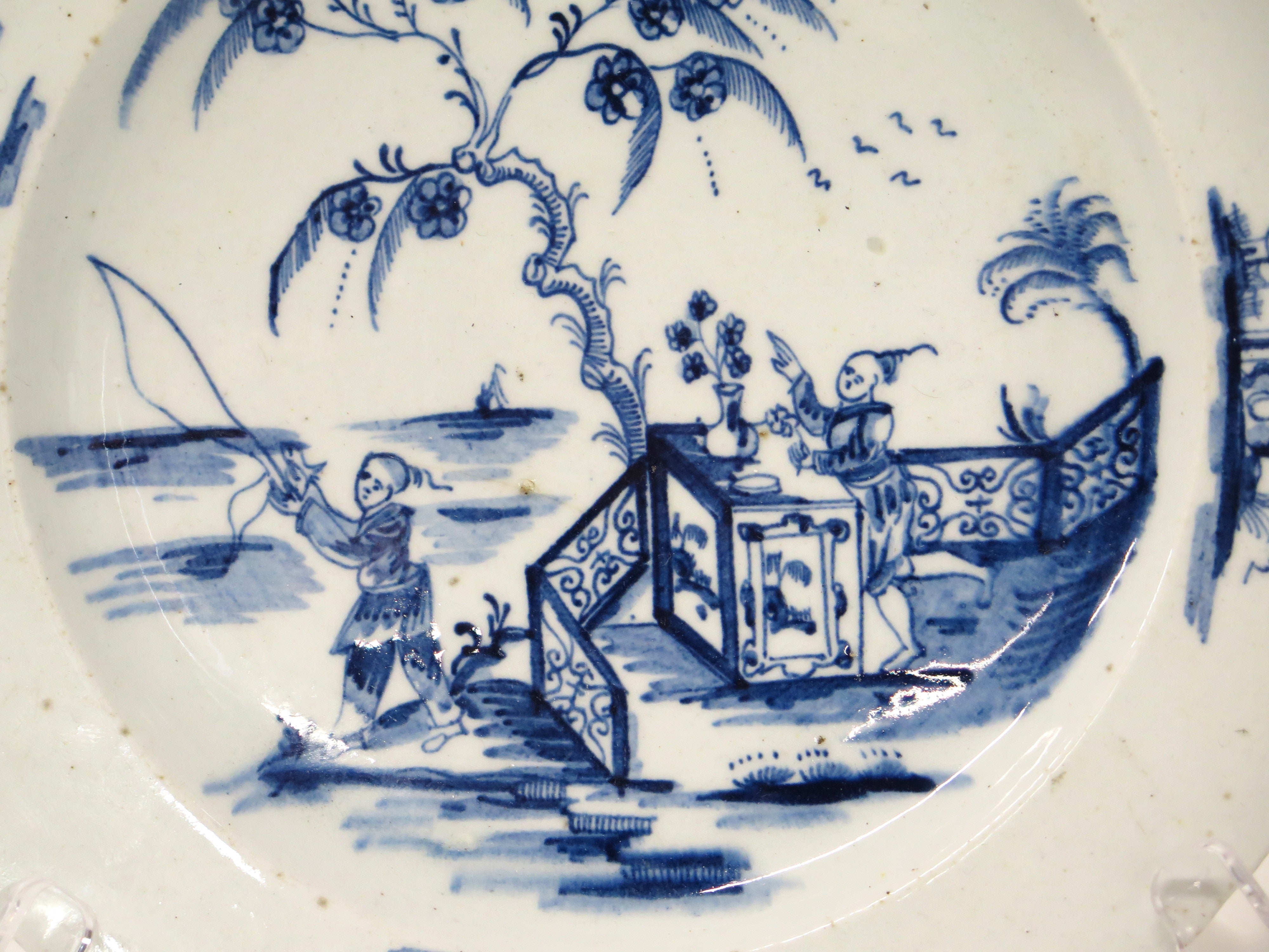 Pair of Blue and White Lowestoft Chinese-Style Plates, circa 1768-70