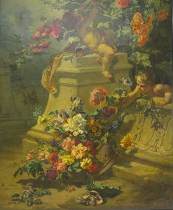 19th Century Oil on Canvas French Floral Still LIfe