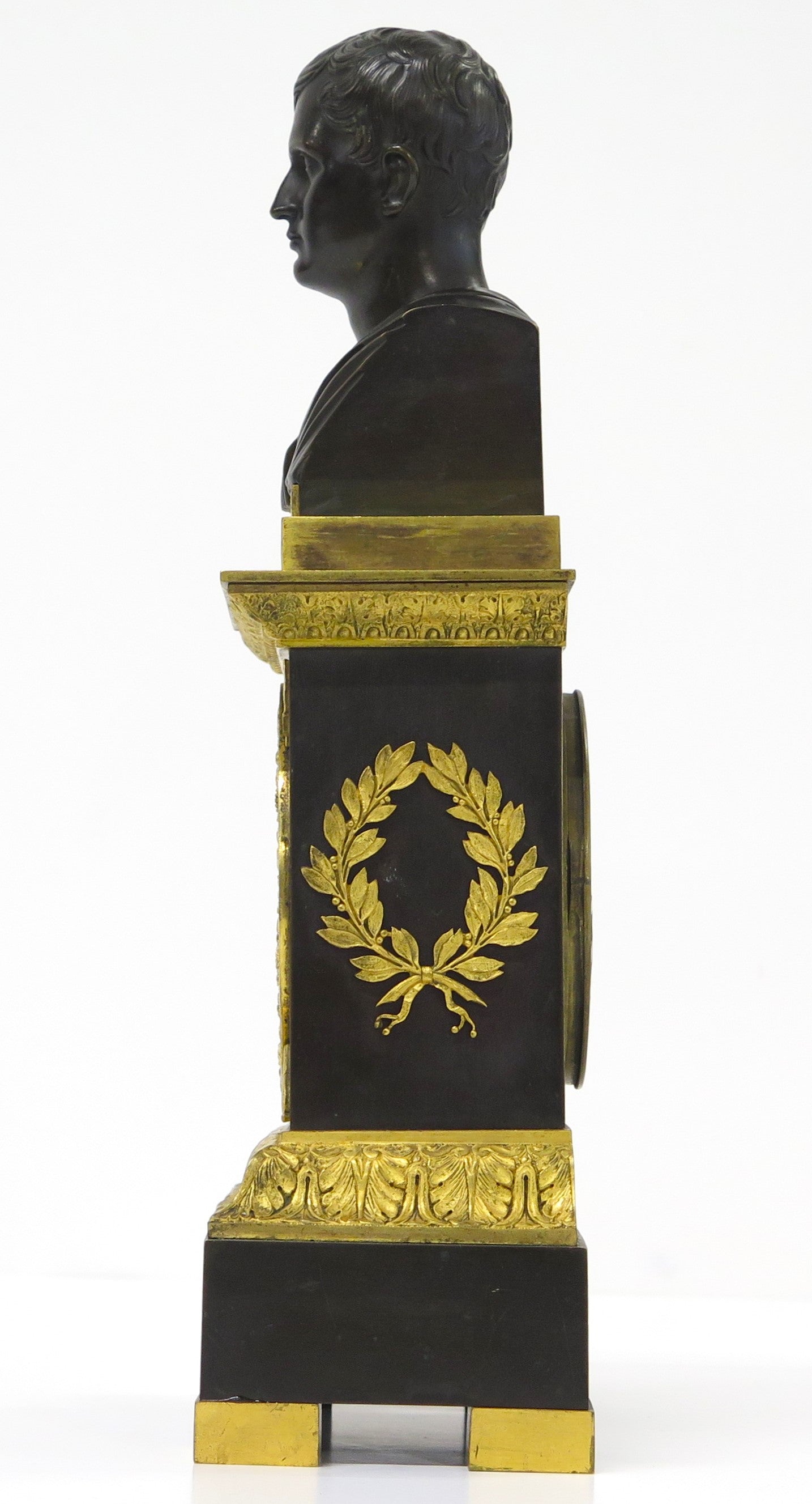 French Empire Patinated and Gilt Bronze Clock by Cleret