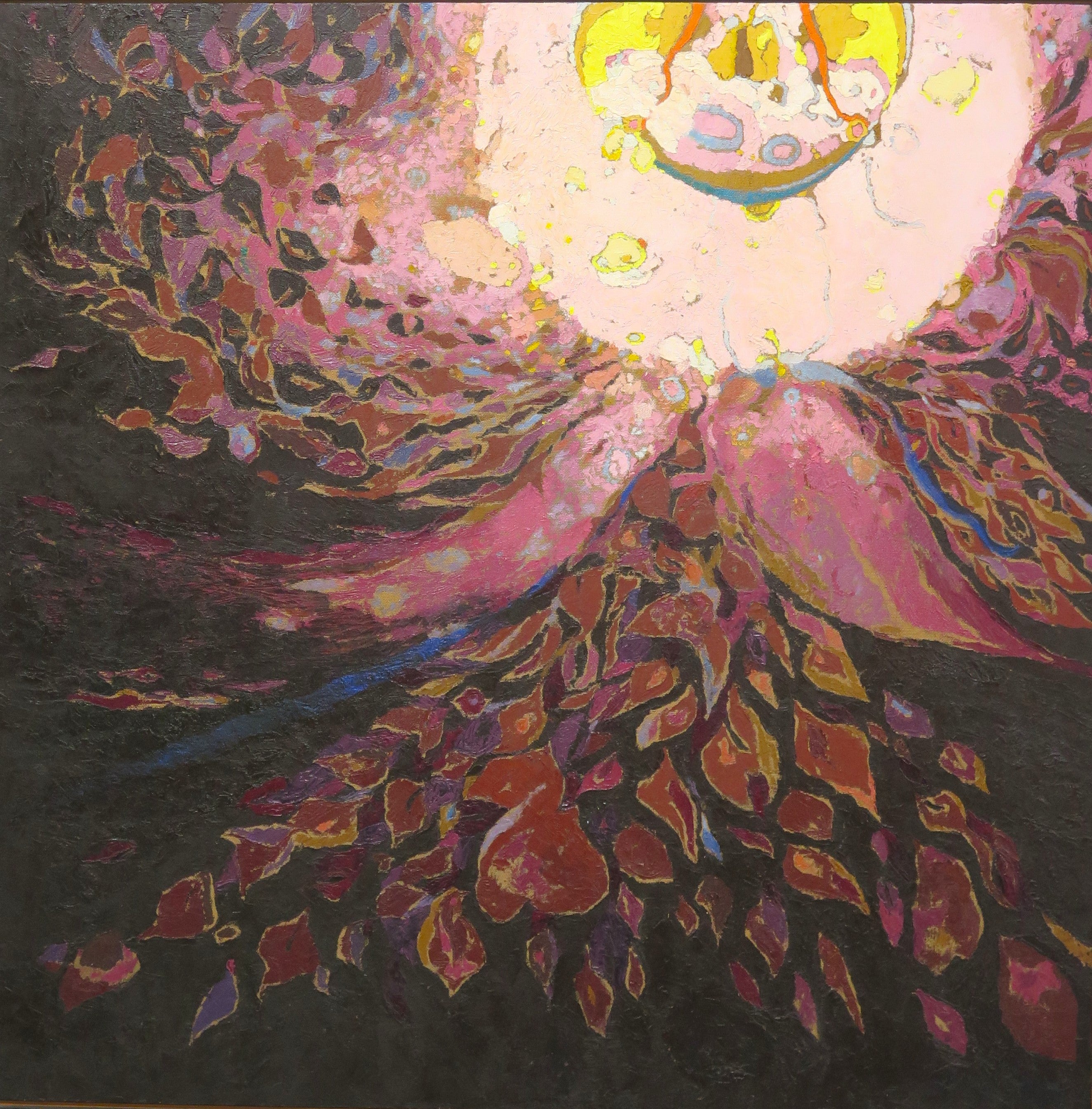 Oil on Board "Black Flight of the Cosmic Trigeskiss Leaves"