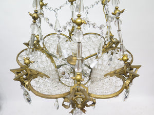 19th Century French Gilt Bronze and Crystal Basket  Shaped Chandelier