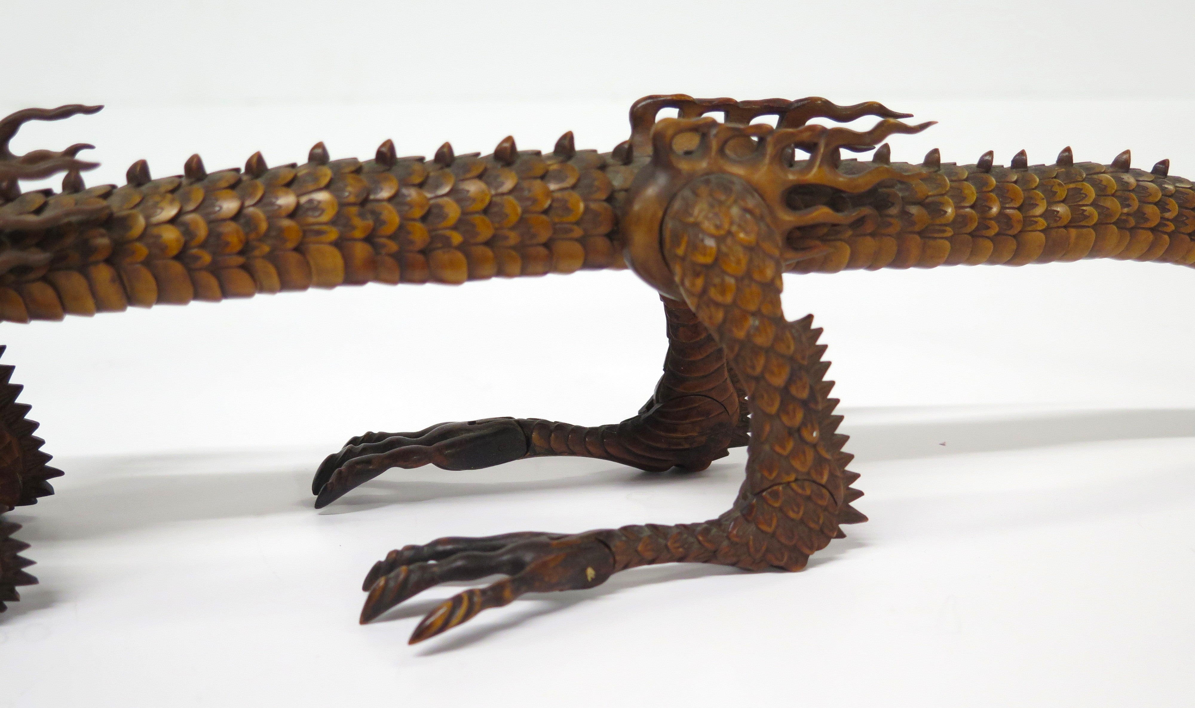 Antique Japanese Carved Boxwood Jizia-Okimono of a Dragon