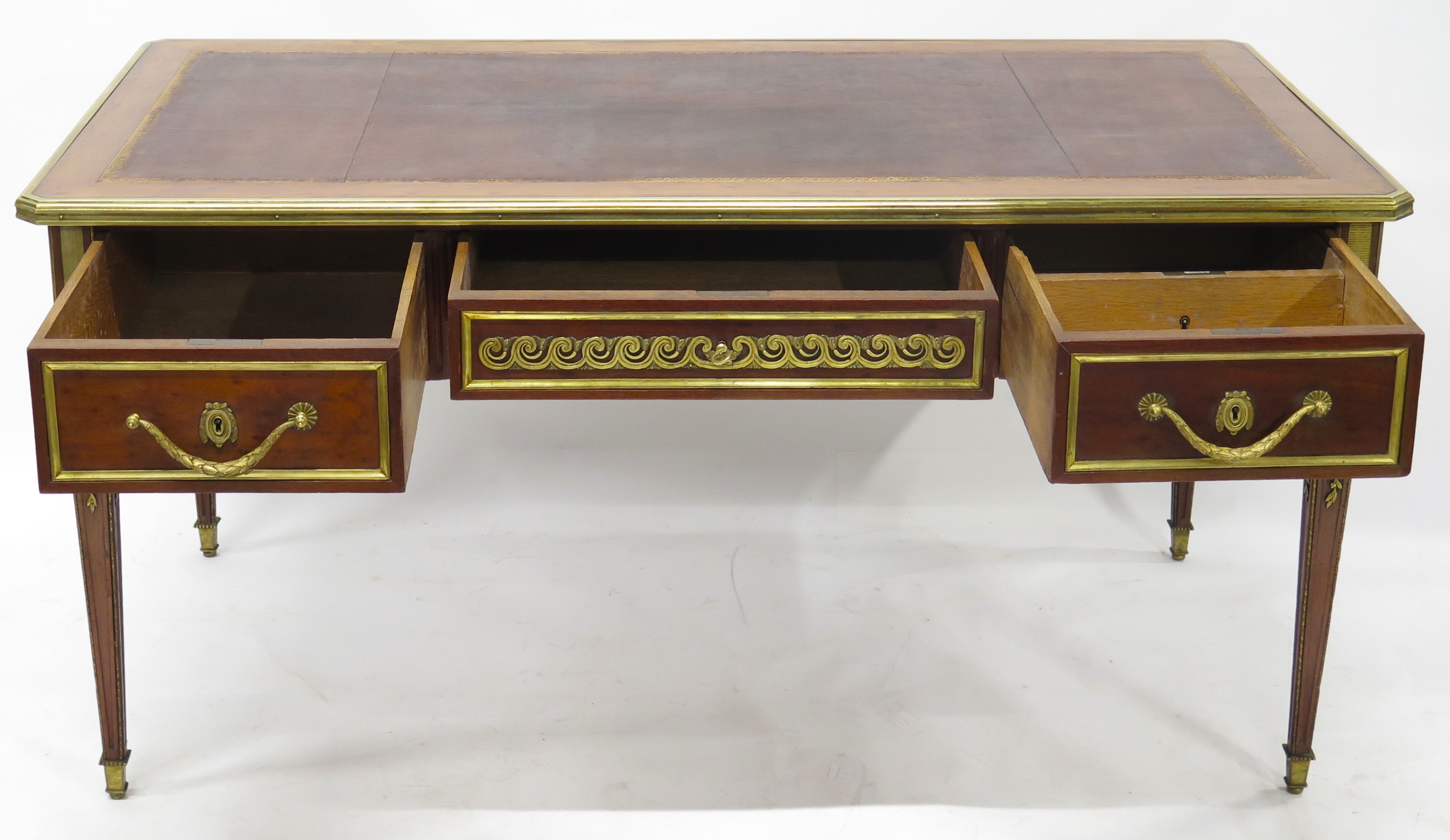 Late 19th Century Louis XVI Style Plum Pudding Mahogany Writing Desk