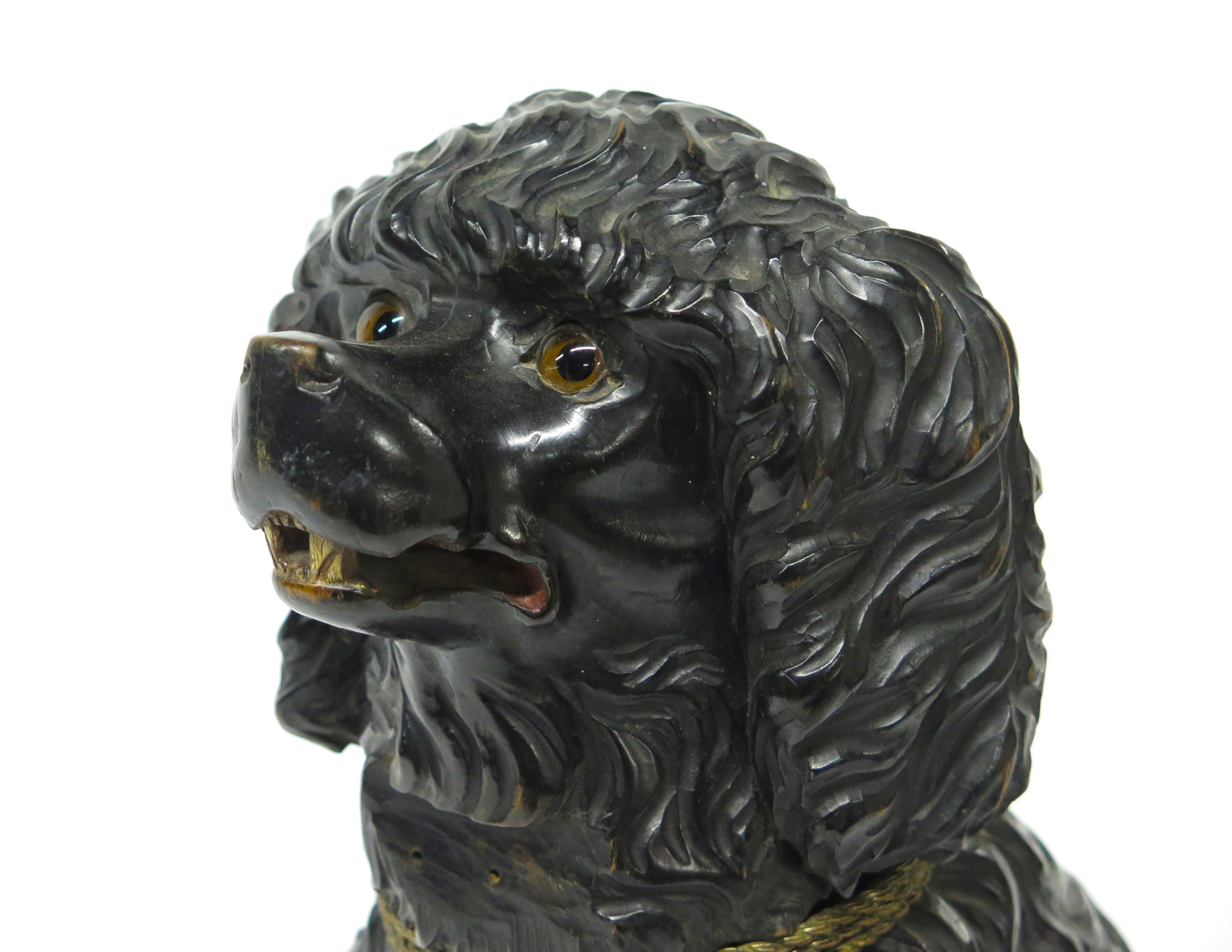 Exceptionally Carved Black Forest Poodle Dog Sculpture