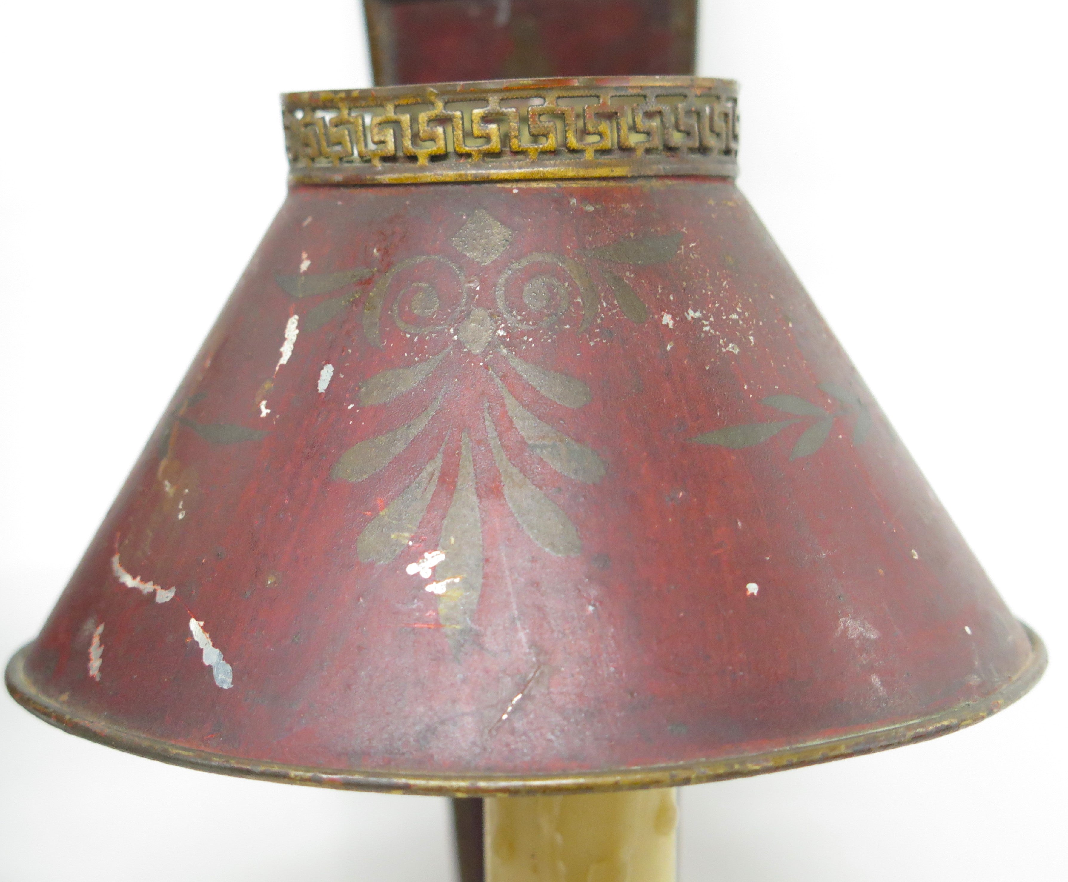 Pair of French Empire Tole Argand Wall Sconces