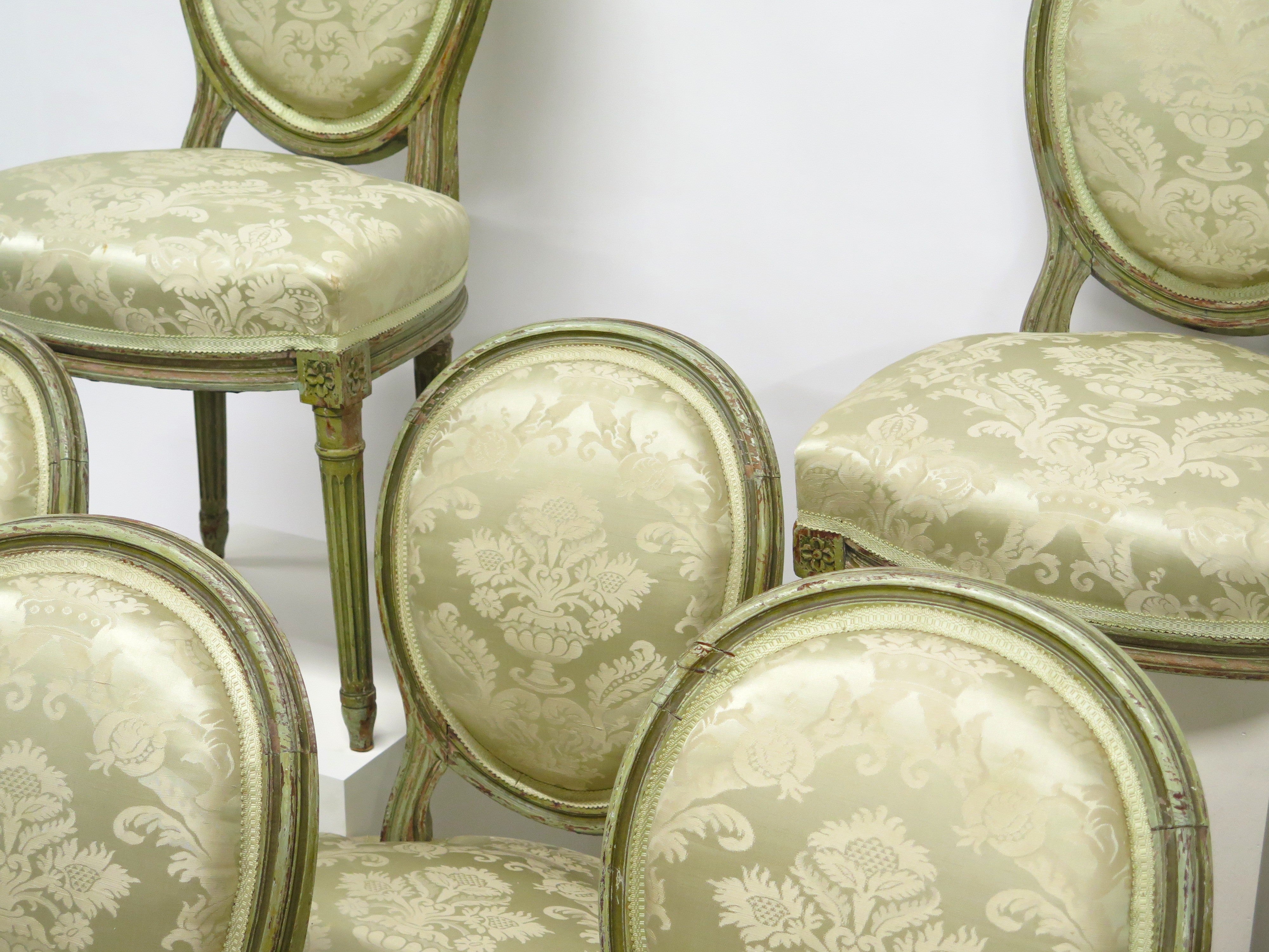 Set of 10 Louis XVI-Style Painted Side Chairs