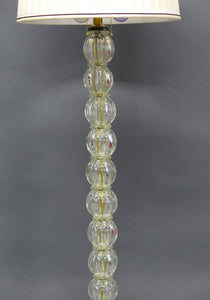 Elegant Clear Glass with Gold Murano Floor Lamp