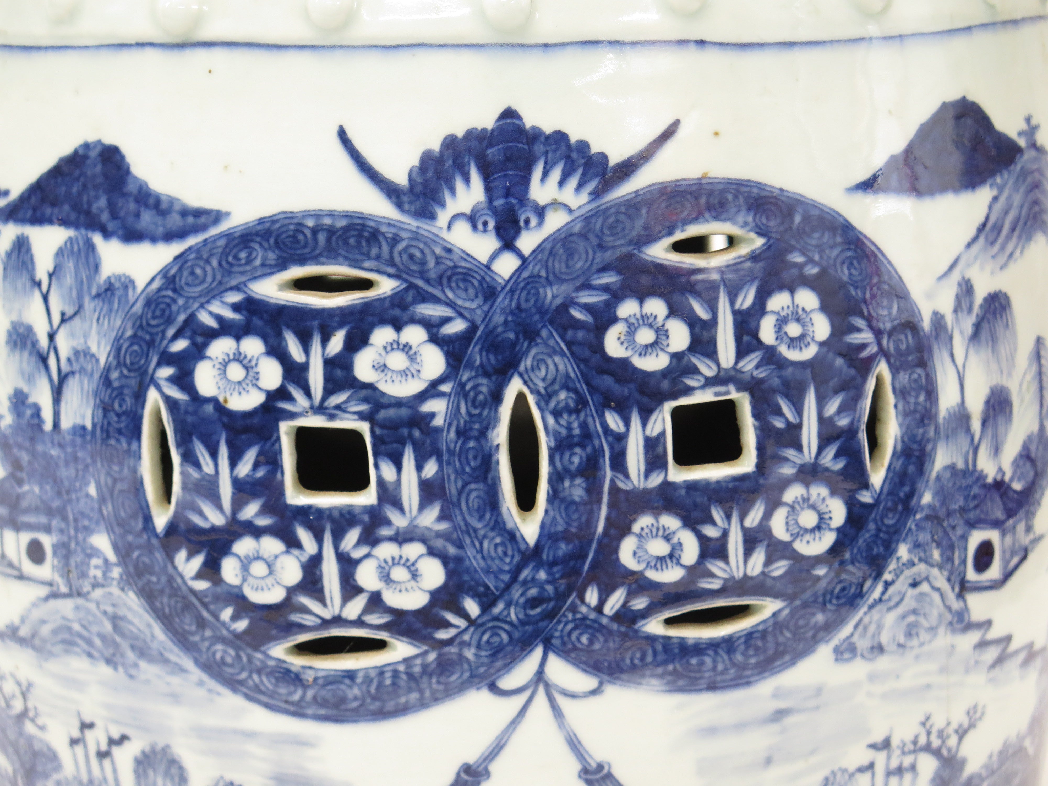 A Blue and White Chinese Quing Dynasty "Qian Pattern Embroidered" Garden Seat