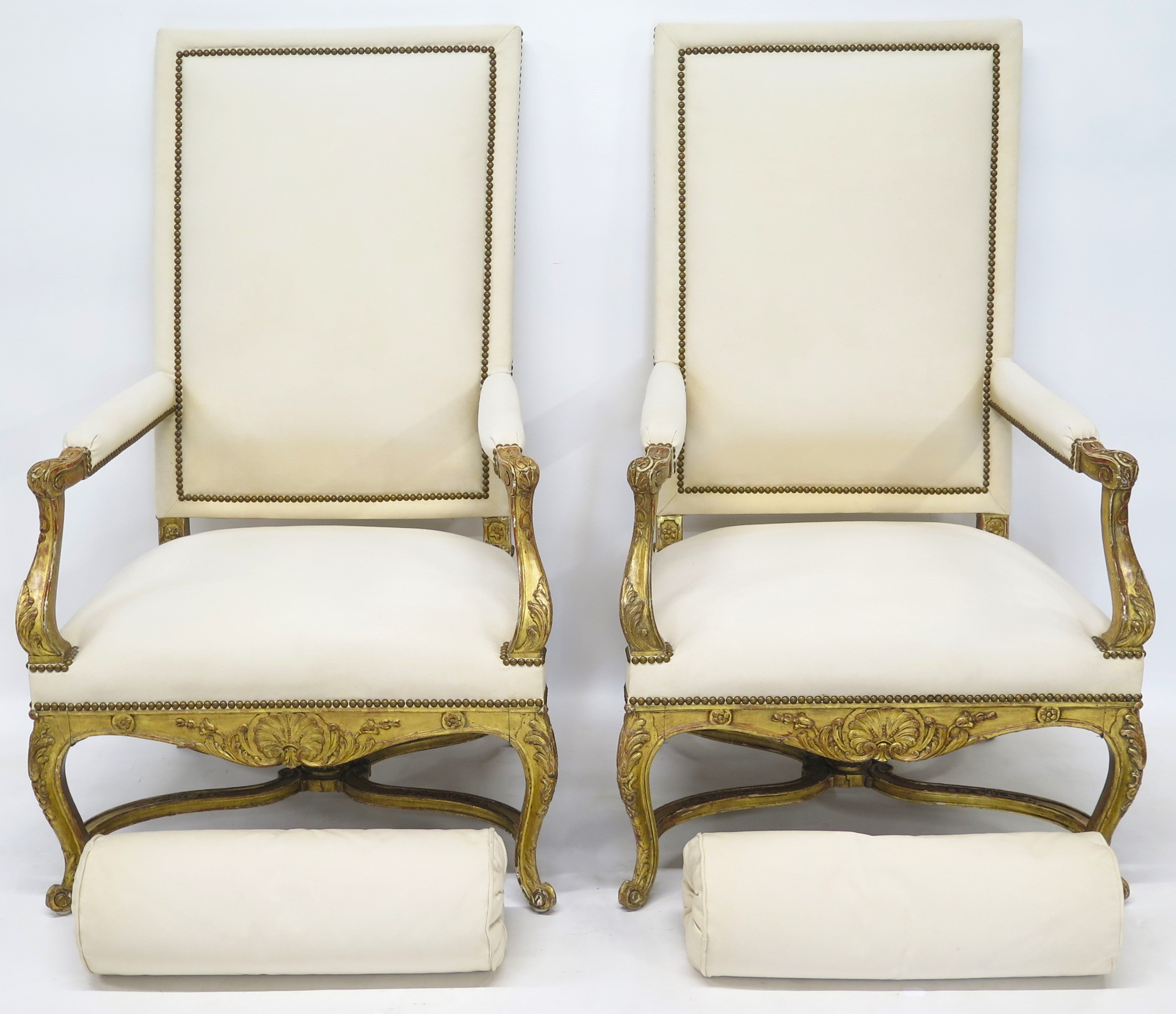 Pair of 19th Century Louis XV Style Giltwood Fauteuils