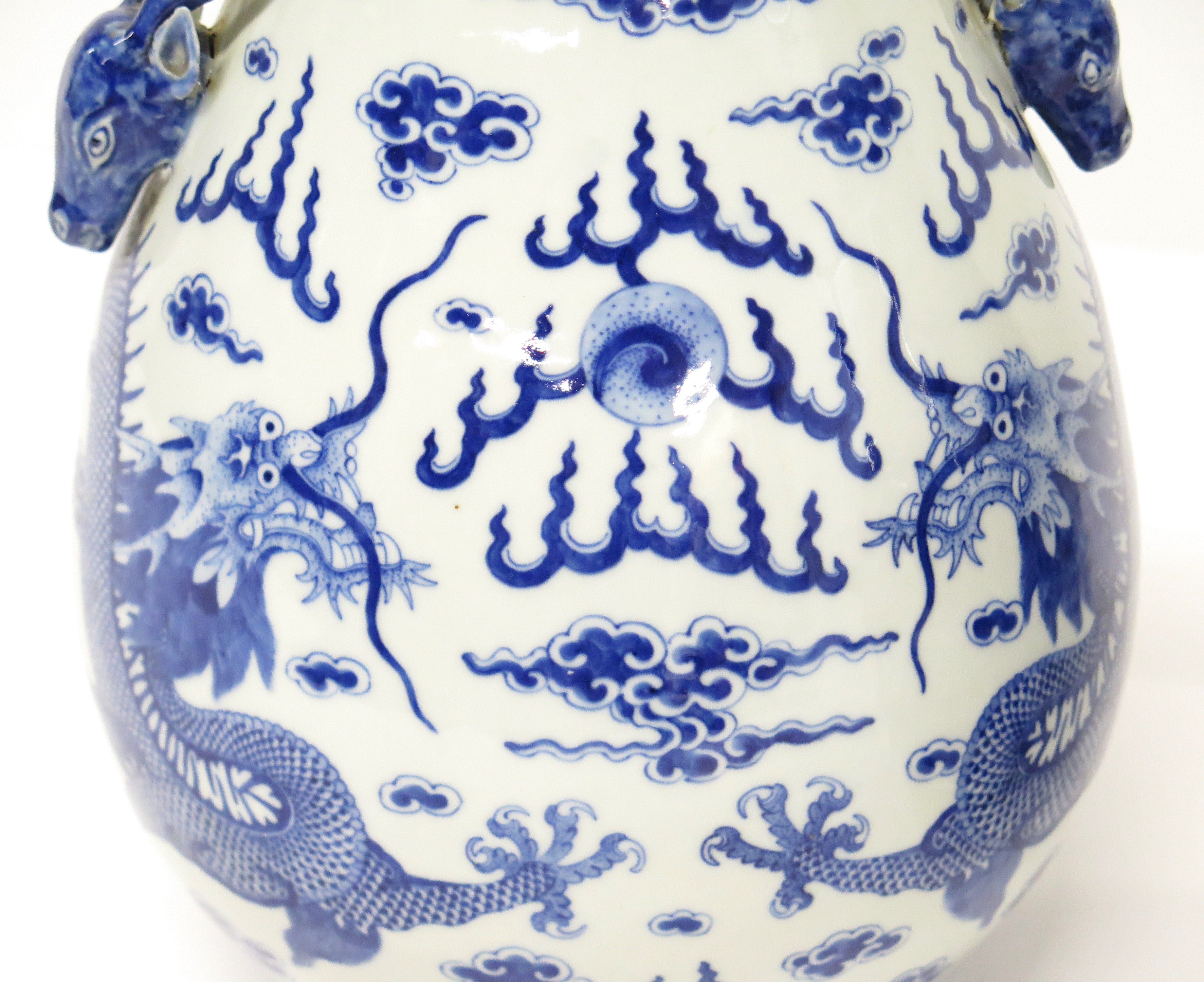 A Pair of Chinese Blue and White Gu form Vases
