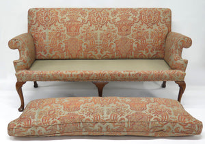 Period George II Settee Covered in Fortuny Carnavelet 5205