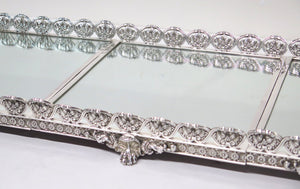 Monunental French Bronze Silver Plated Four Part Mirrored " Surout de Table "