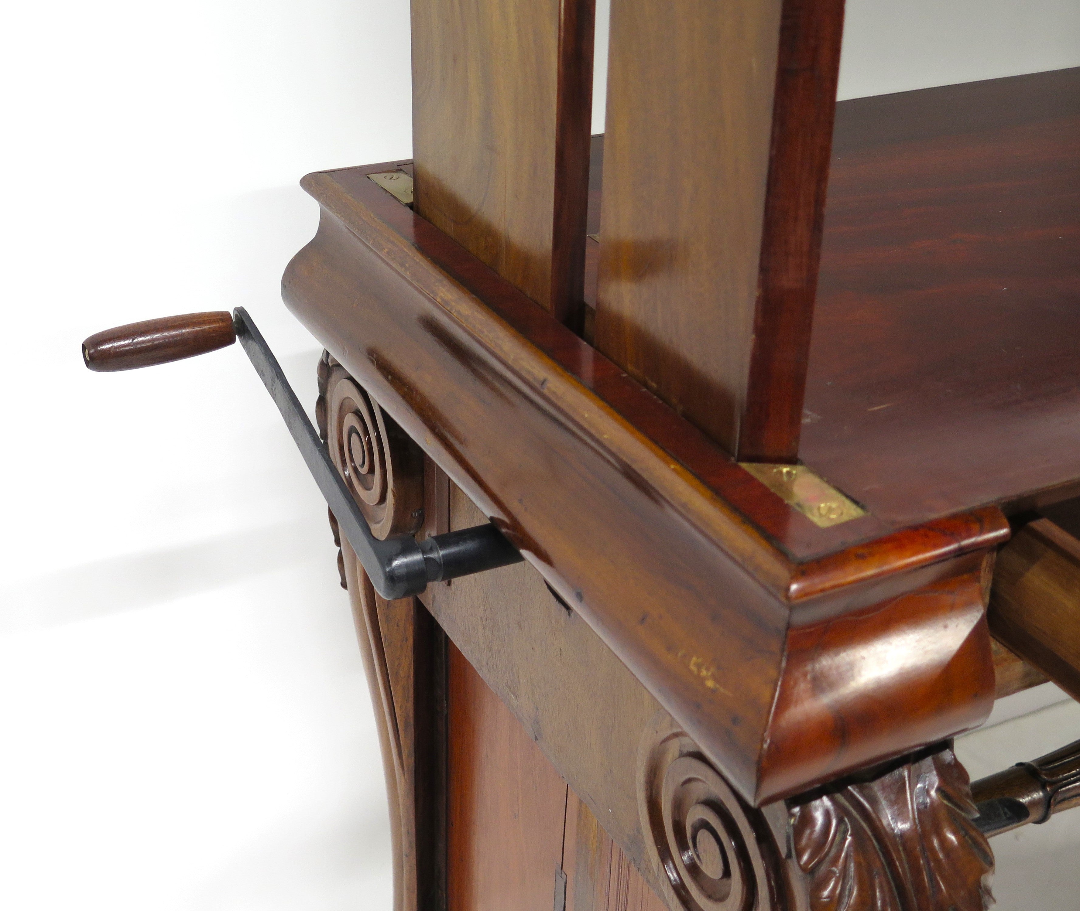 William IV Mahogany Stretcher Based Library Table with Black Leather Top