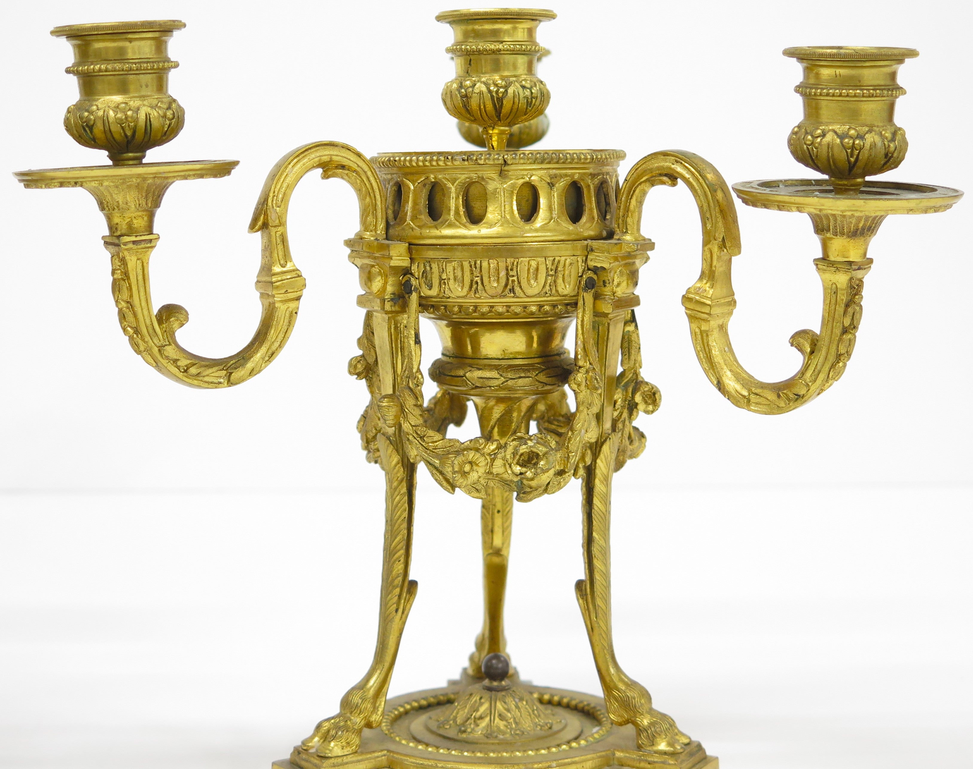 A Pair of Finely Cast and Chased Louis XVI Ormalu Four-Light Cassolette