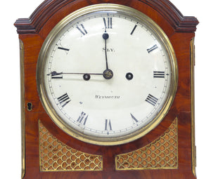 George II Mahogany Arched-Top Bracket Clock by Sly, Weymouth, England