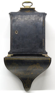 A Charming French Black Lacquer Chinoisorie Japanned Bracket Clock
