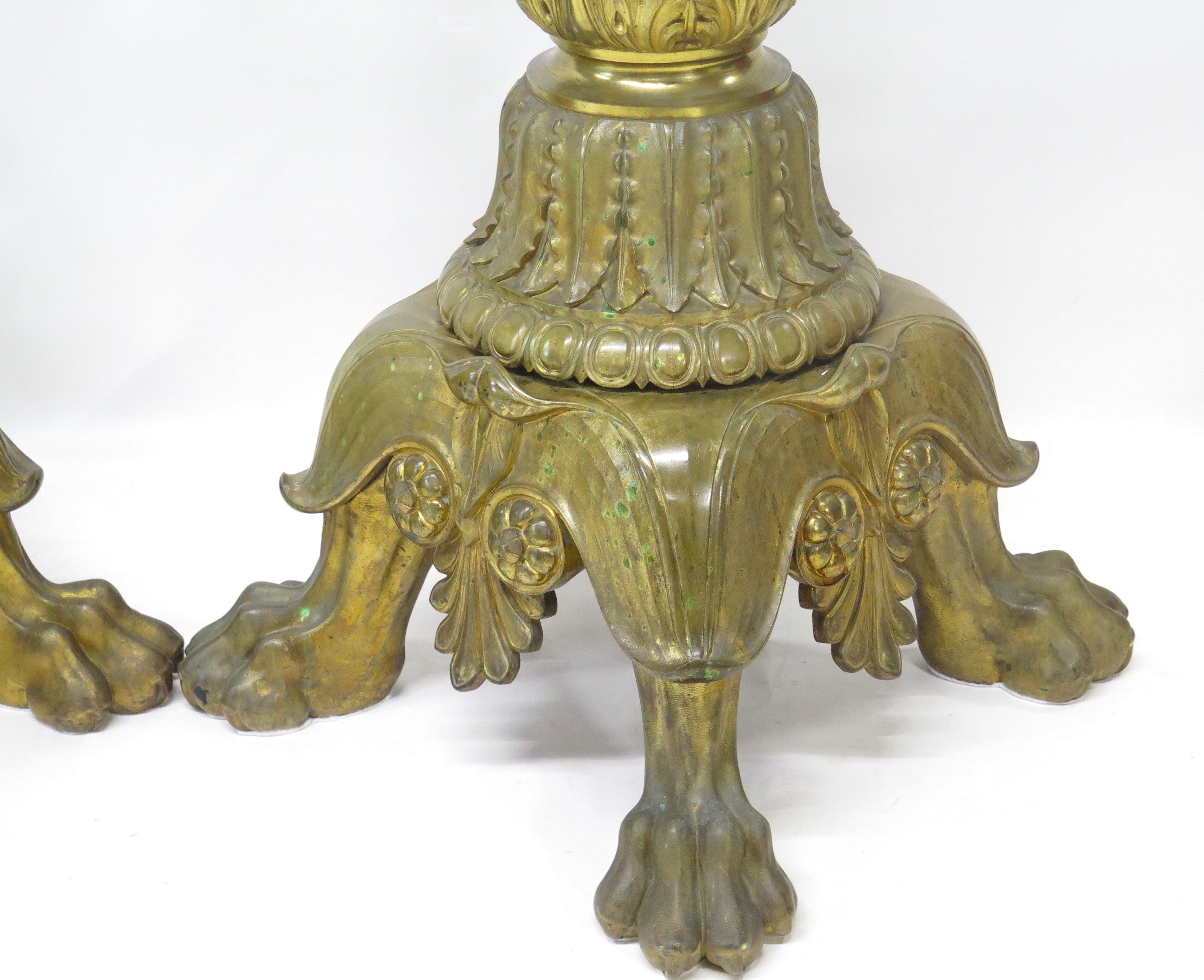 A Pair of Large, Impressive Mid-19th Century Gilt Bronze Torchieres