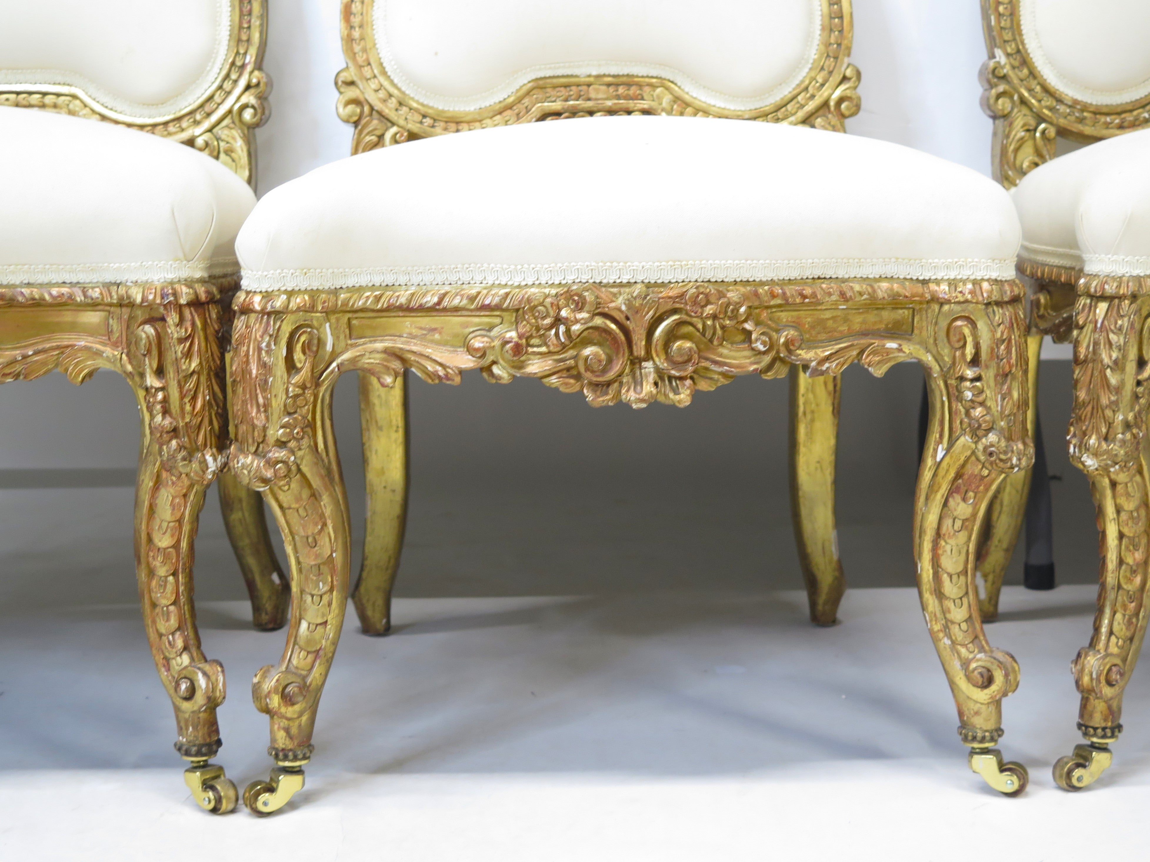 A Set of Six 19th Century Italian Giltwood Chairs