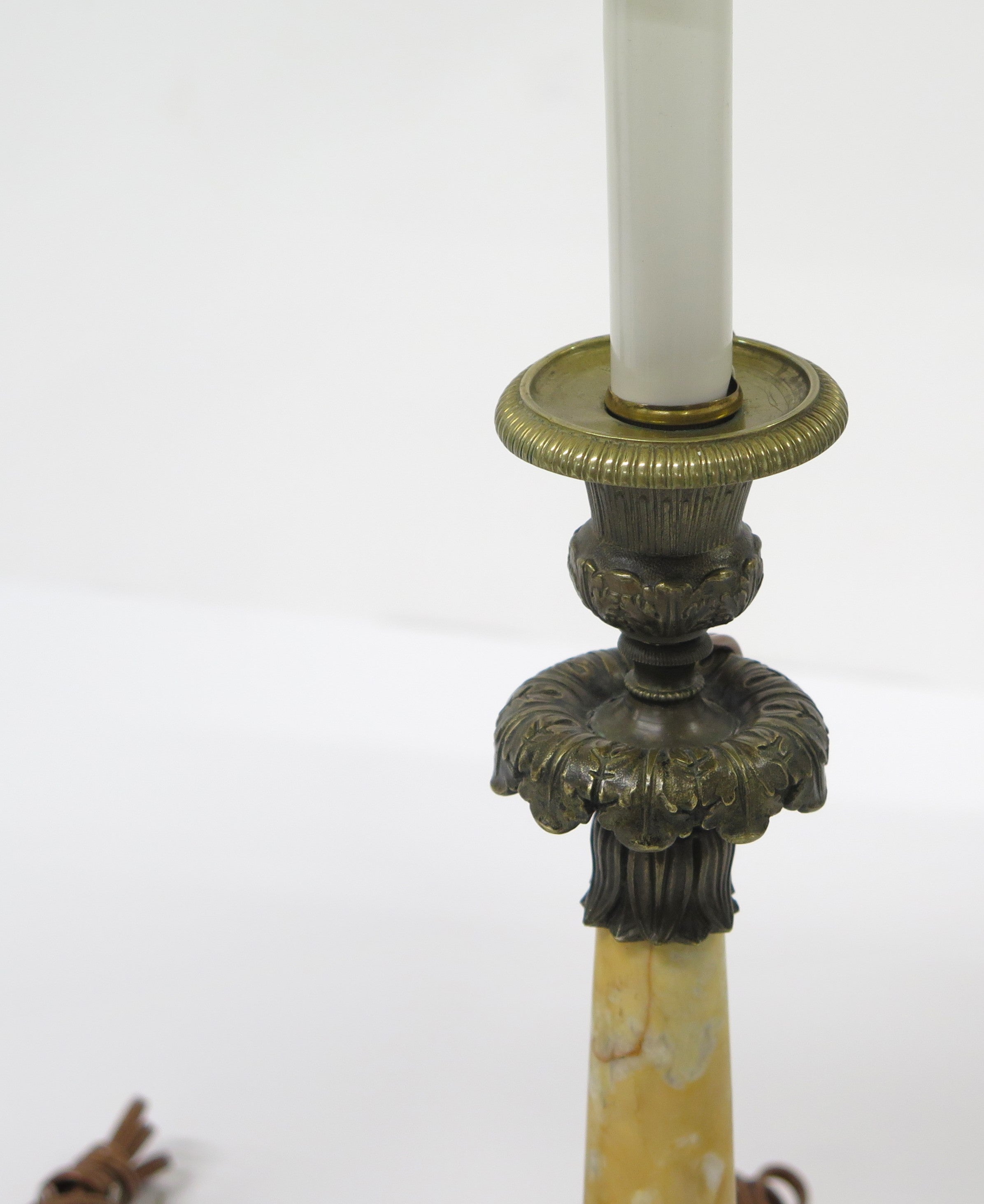 Pair of Charles X Patinated Bronze Lamps