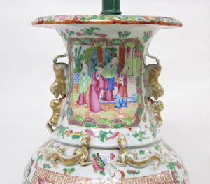 Chinese Export Porcelain Rose Medallion Vase as Custom Lamp (LAMP ONLY)