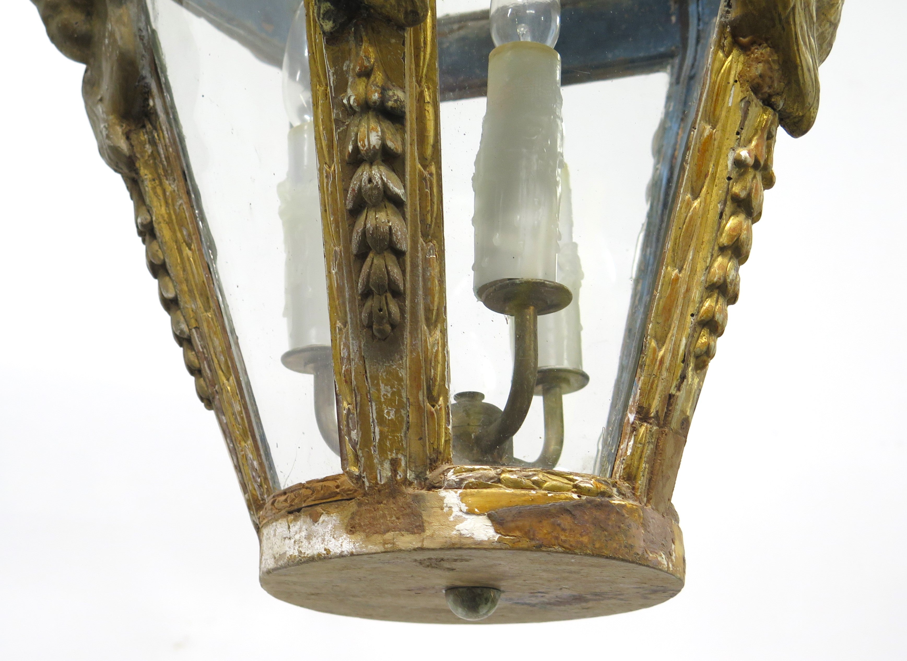 An Italian Gilt Wood Three Light Lantern