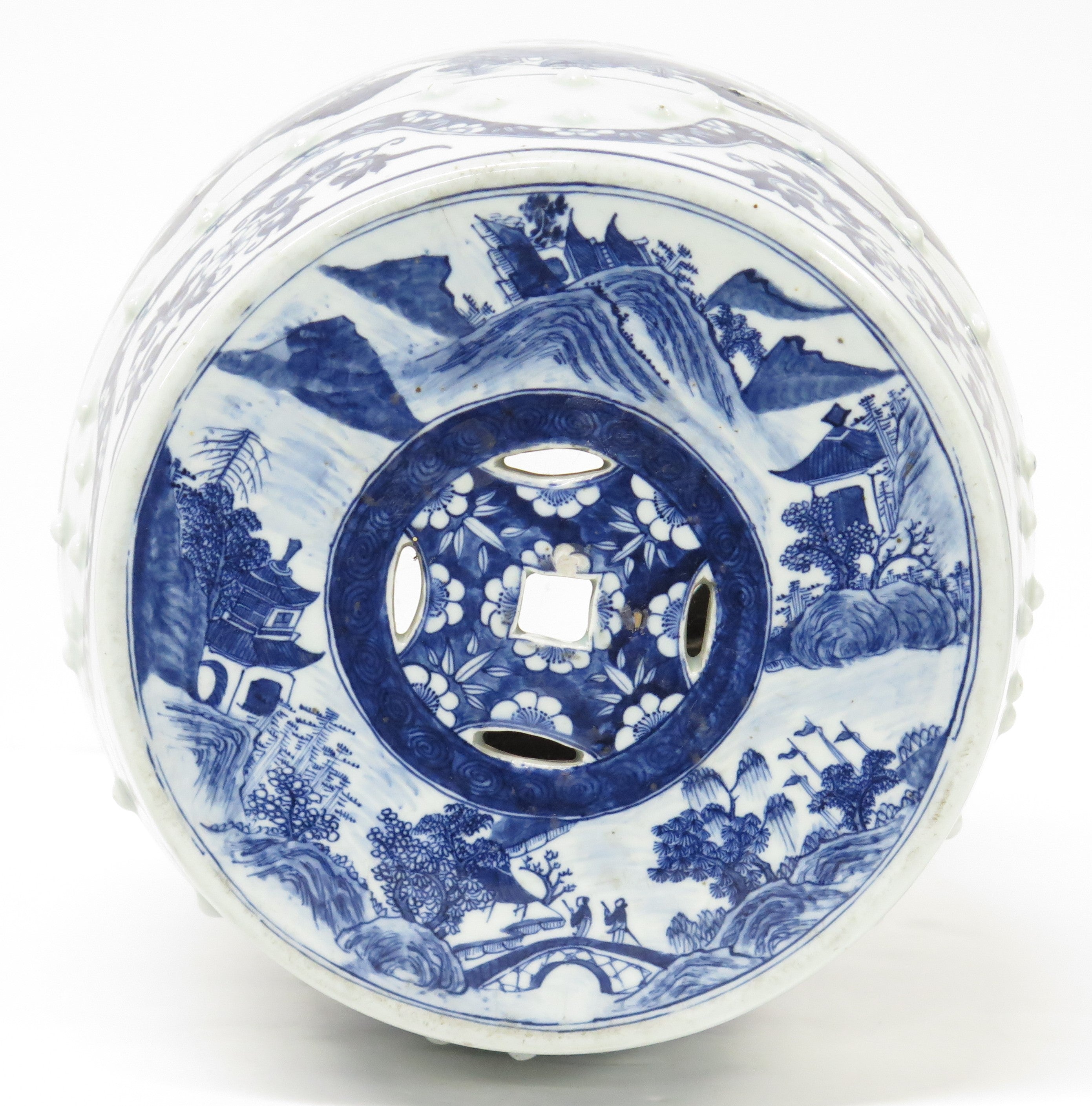 A Blue and White Chinese Quing Dynasty "Qian Pattern Embroidered" Garden Seat