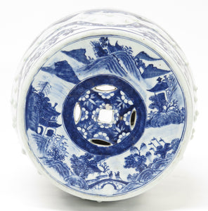 A Blue and White Chinese Quing Dynasty "Qian Pattern Embroidered" Garden Seat