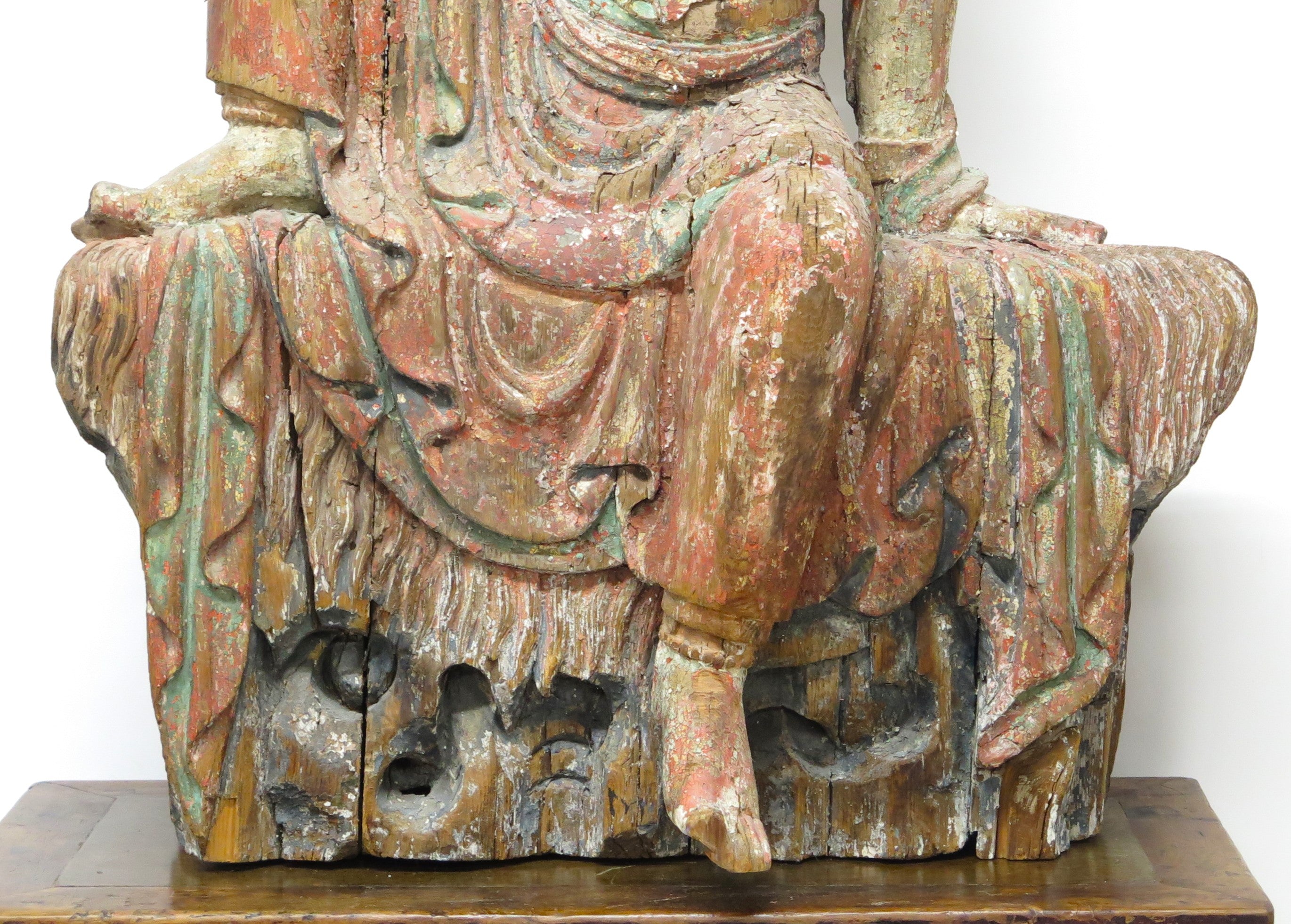 Large Carved Wood Chinese Water-Moon Guanyin