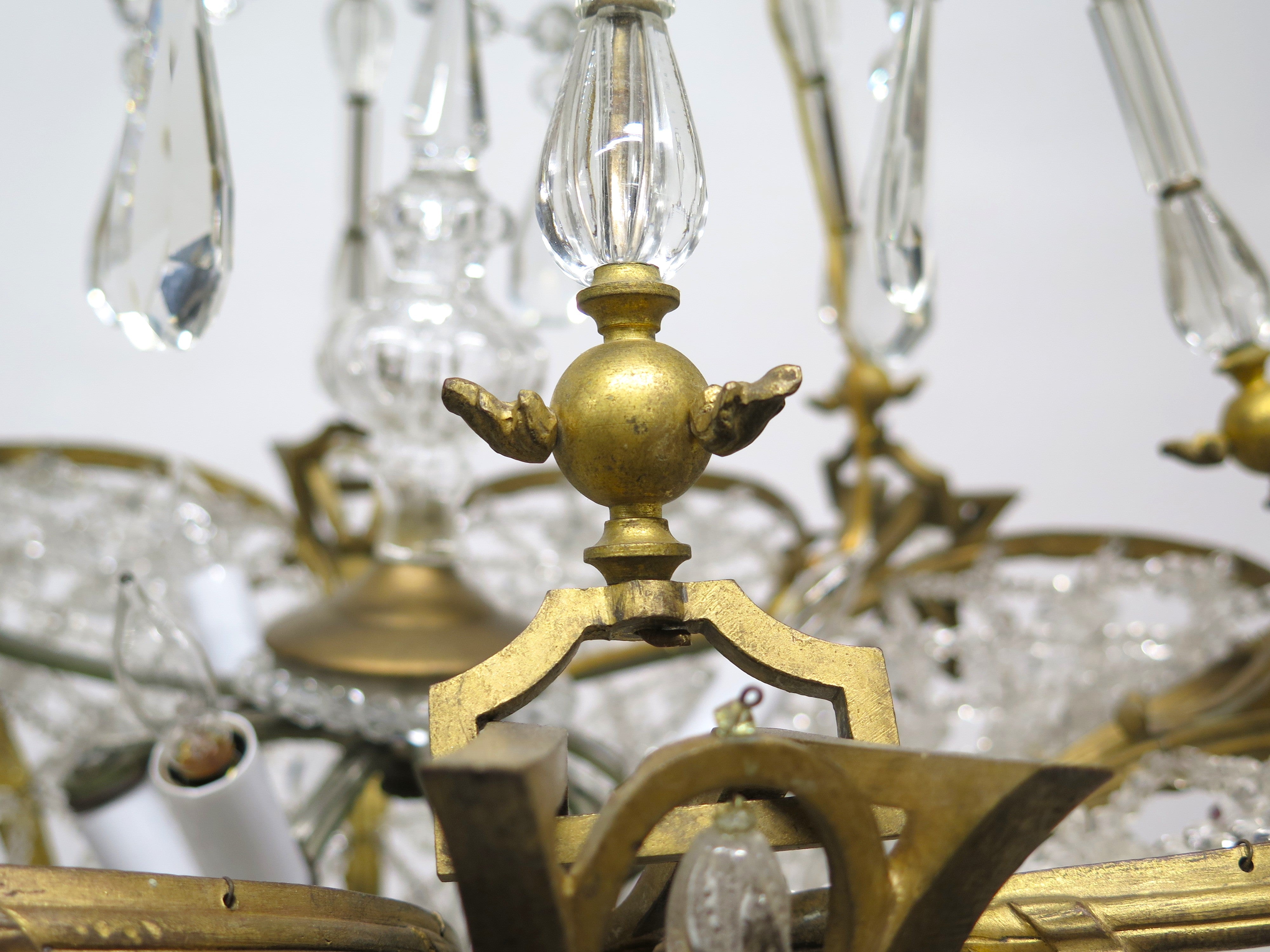 19th Century French Gilt Bronze and Crystal Basket  Shaped Chandelier