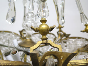 19th Century French Gilt Bronze and Crystal Basket  Shaped Chandelier