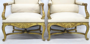 Pair of 19th Century Louis XV Style Giltwood Fauteuils